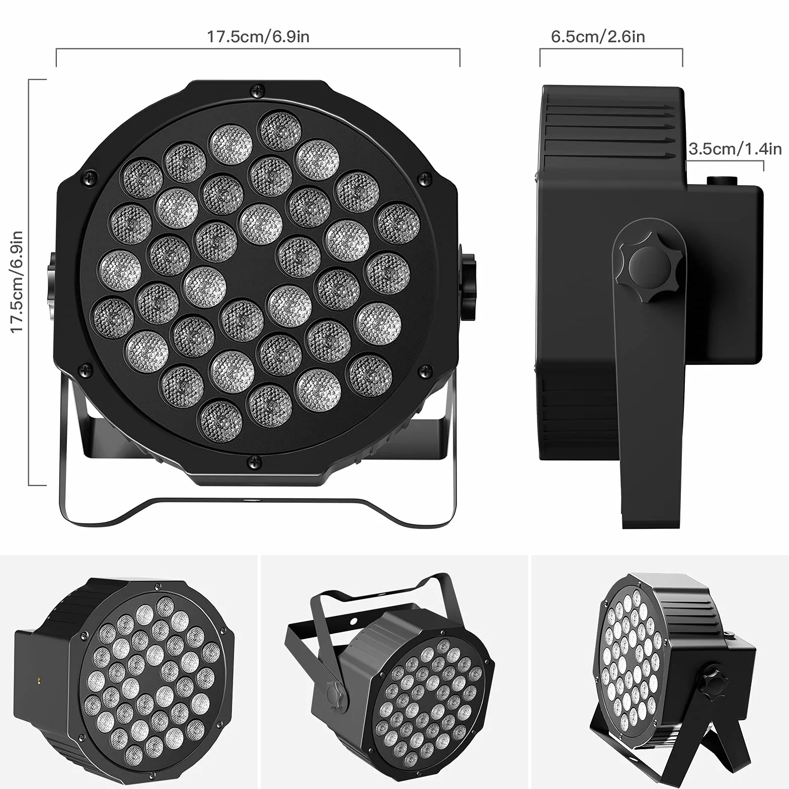 Par Lights RGB 36 luces LED de escenario activadas por sonido, control DMX, 7 modos, luces de iluminación ascendente con control remoto, iluminación de escenario, luces de fiesta DJ Par para club,