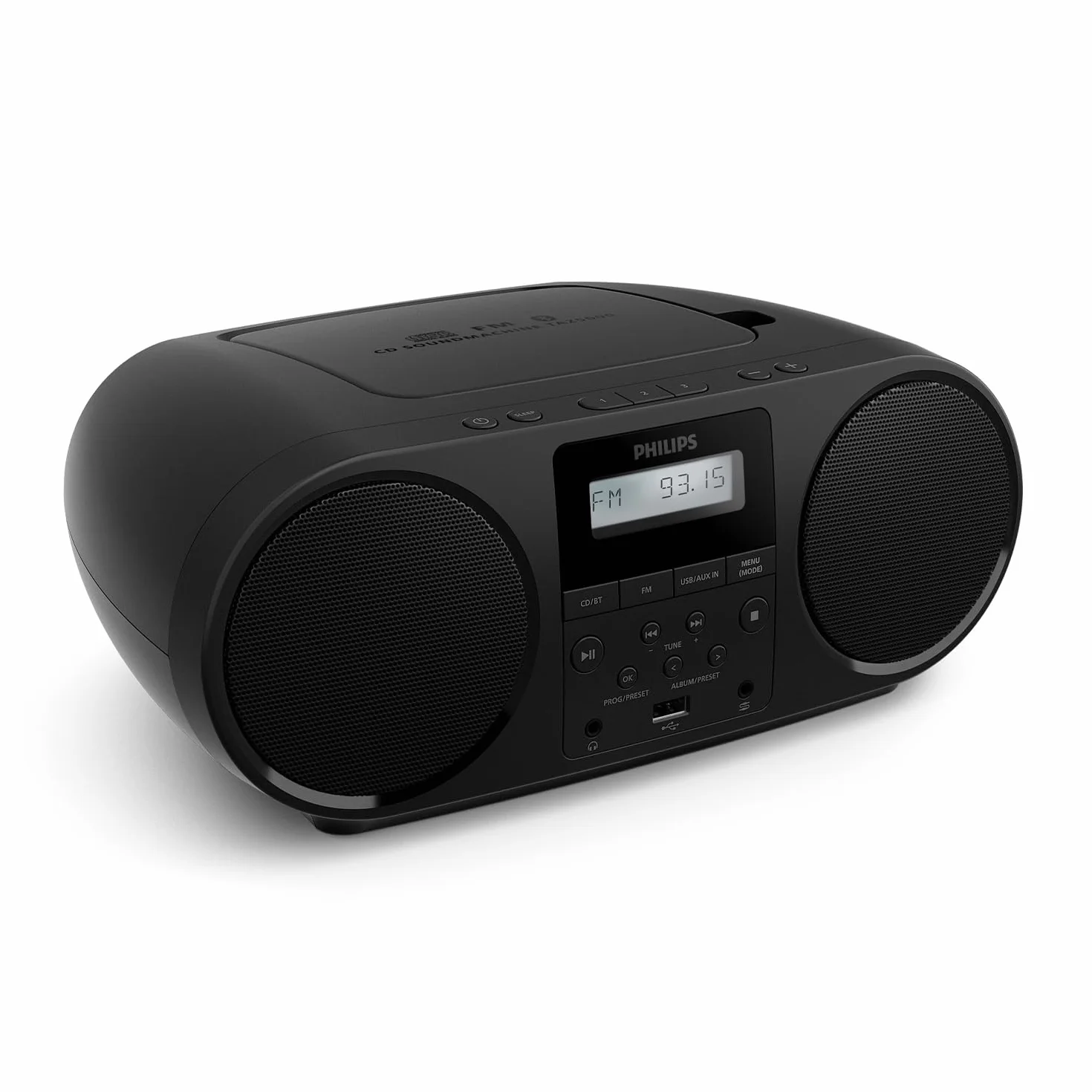 Philips TAZ5000 Reproductor CD Todo-en-1 con Radio FM, Bluetooth 5.4, USB, Graves dinámicos, Materiales reciclados