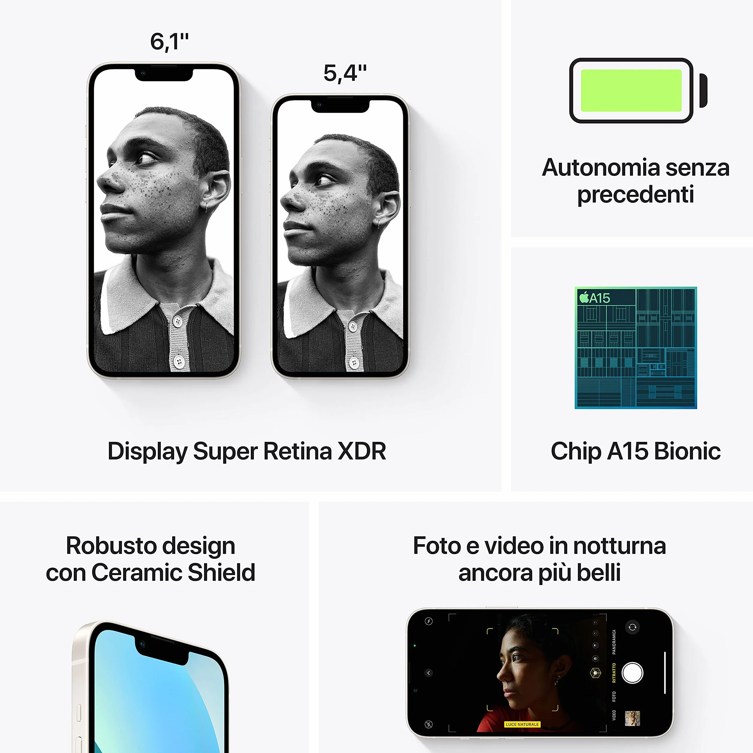 Apple iPhone 13, 256GB, Blanco estrella - (Reacondicionado)