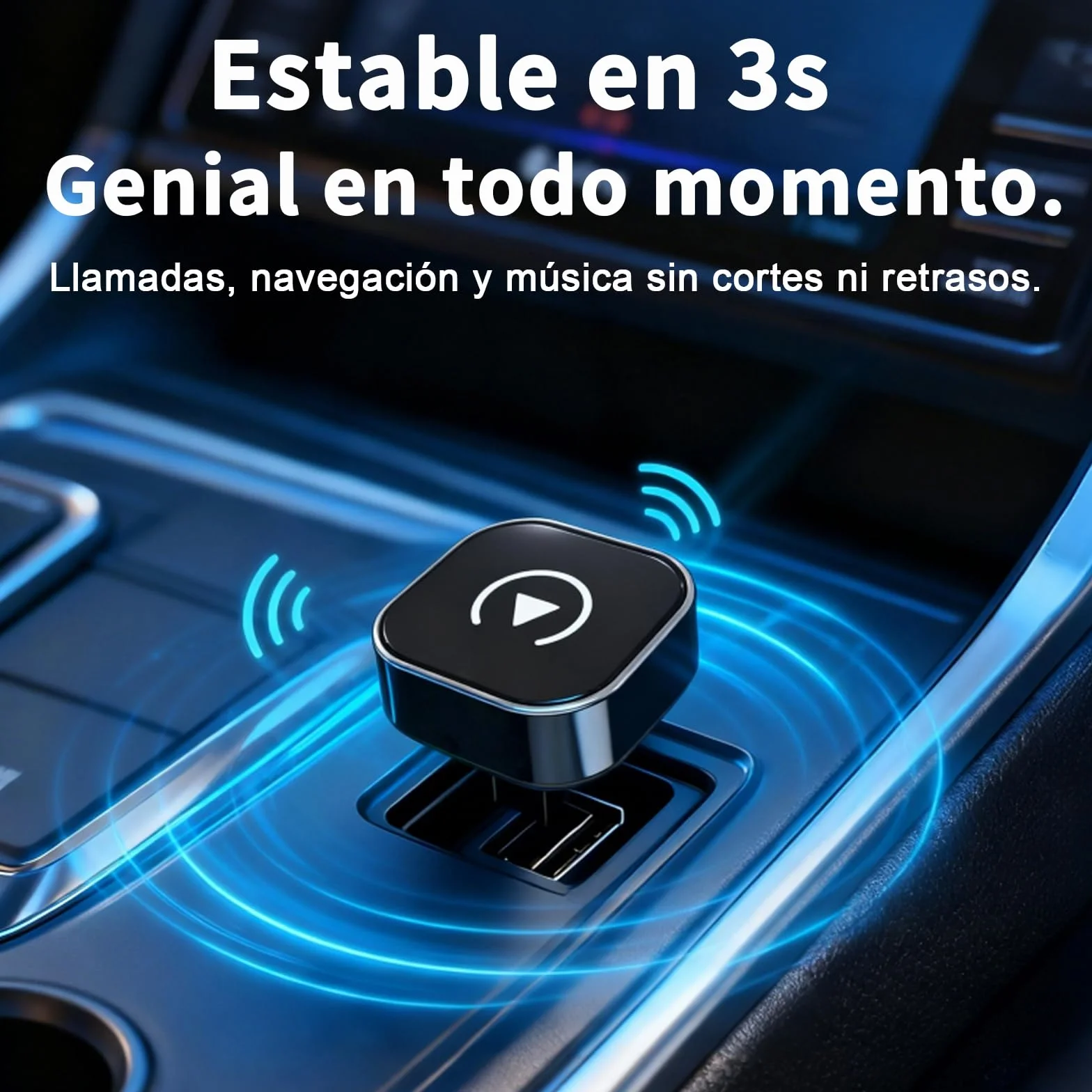 Adaptador CarPlay Inalámbrico 2 en 1 Bluetooth para Coches iPhone iOS 10+ Android 11+