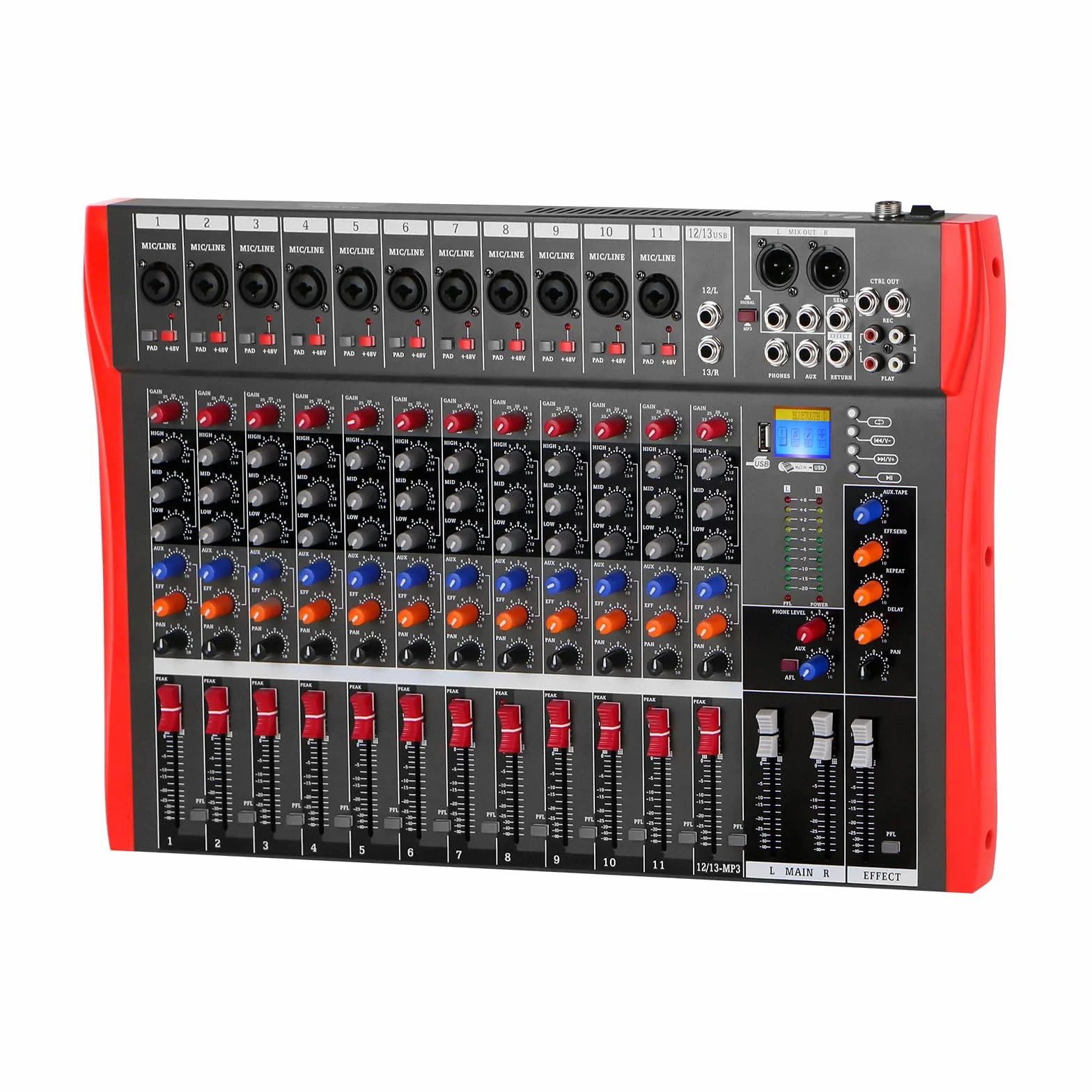 estudio Live mezclador 12 canales DJ profesional stereo sound consola grabación ordenador reproducción alimentación fantasma USB digital audio mixer amplificador