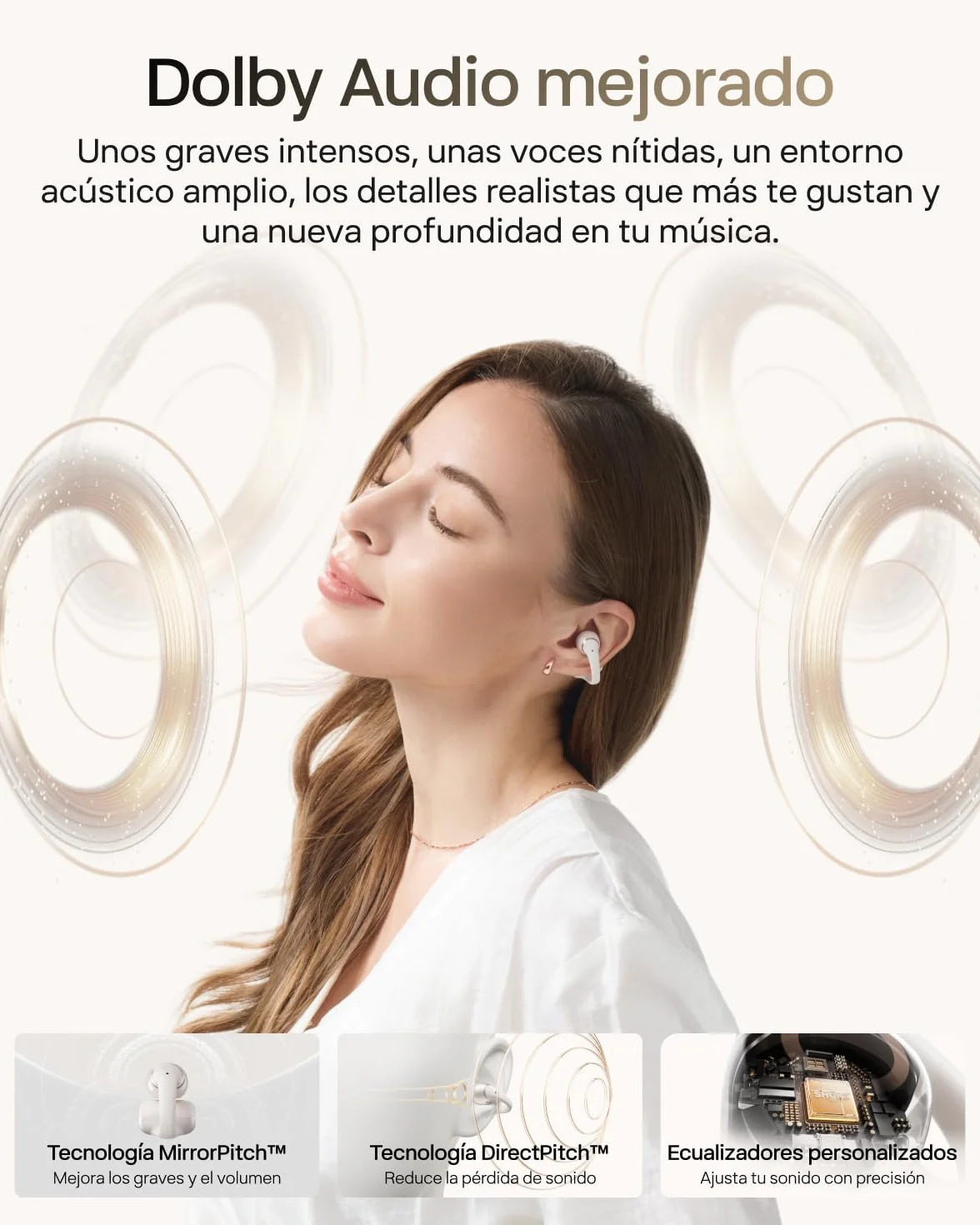 SHOKZ Auriculares Open-Ear Clip-on OpenDots 2, Dolby Audio con Graves Profundos, 40 h de batería, Bluetooth 6.1, Resistencia al Agua IP57, reducción de Ruido con IA, Carga rápida inalámbrica, Blancos
