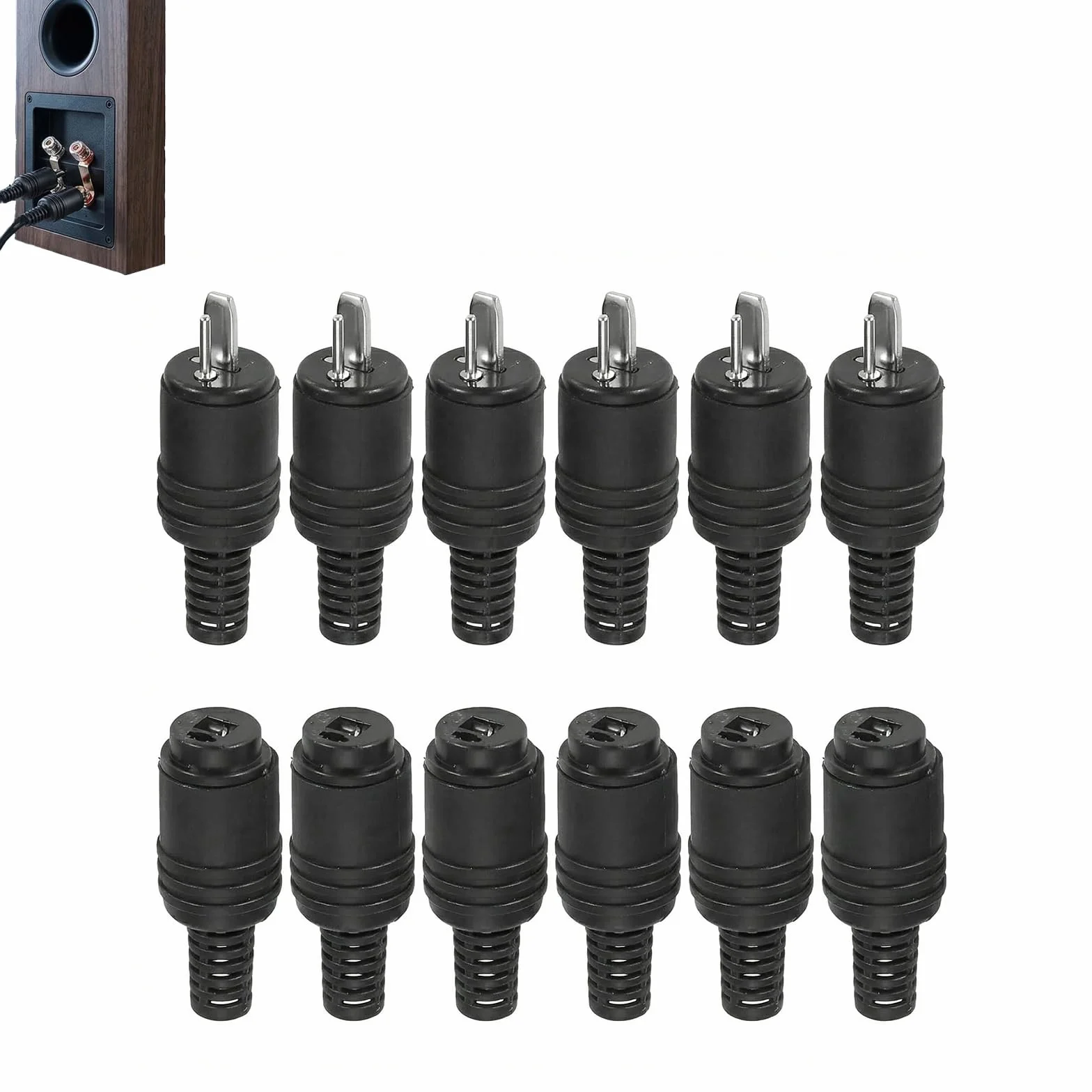 12 conectores de altavoz DIN de 2 pines con terminales de tornillo, kit completo para sistemas de audio HiFi, componentes de alta calidad, fácil instalación, compatibilidad extendida con dispositivos