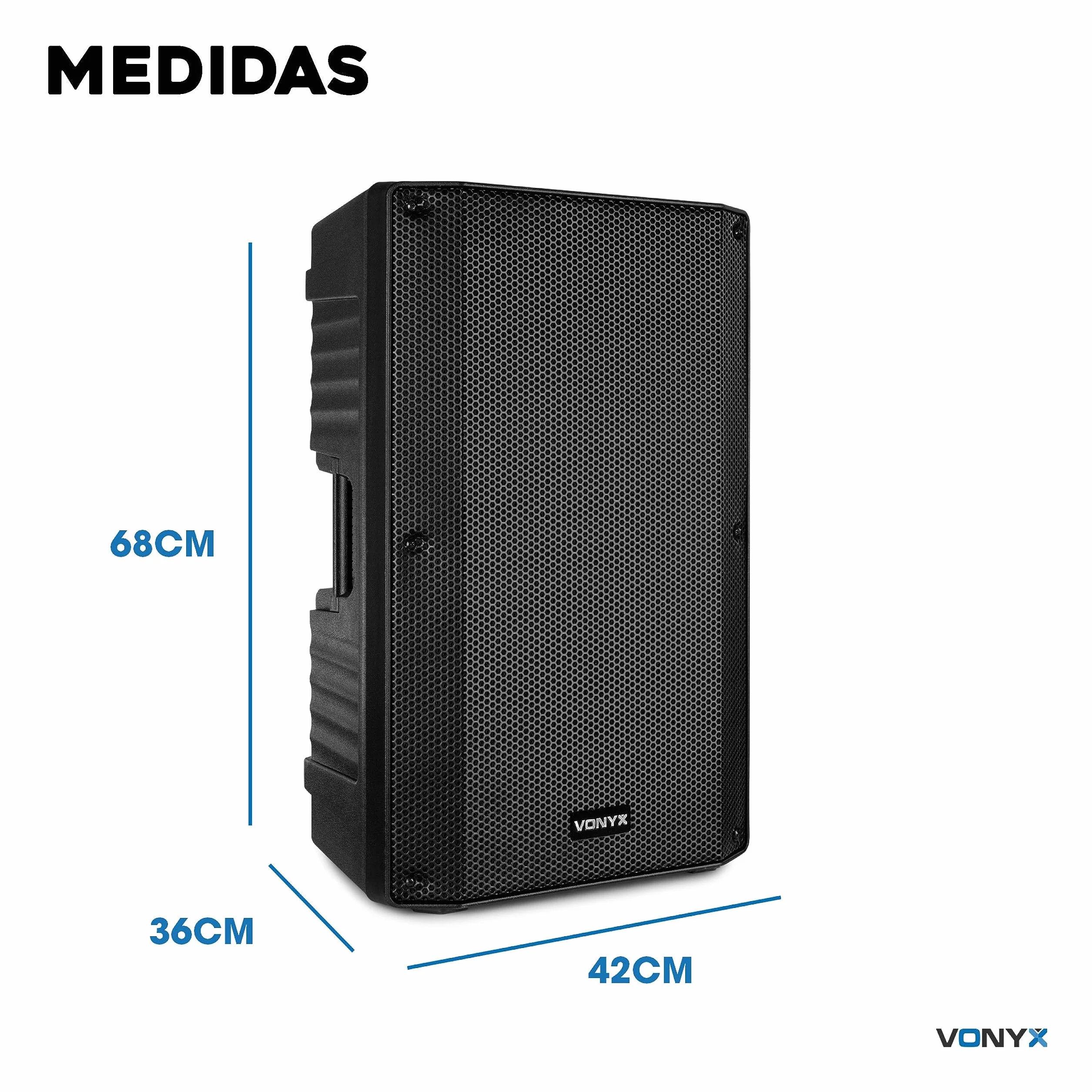 Vonyx VSA15BT Altavoz Activo portátil 1000w autoamplificados. Altavoz 15 Pulgadas Profesional con Bluetooth, Ecualizador, Entrada de Guitarra y Reproductor MP3