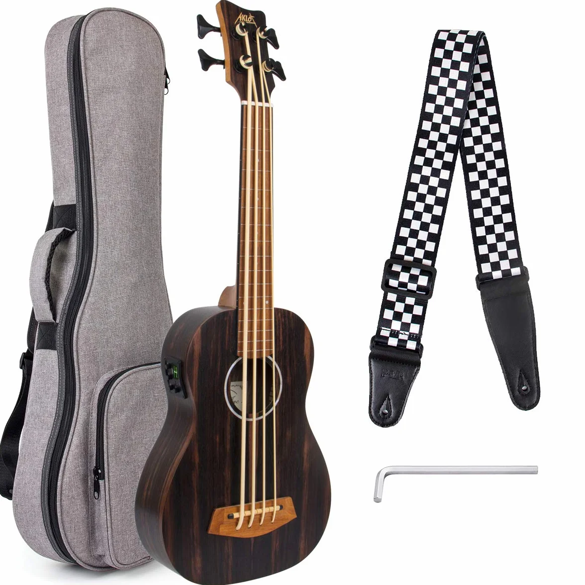 Aklot Ukelele bajo de 30 pulgadas Electric Acoustic barítono Ukulele Bass Professional Aquila EADG con correa de bolsa