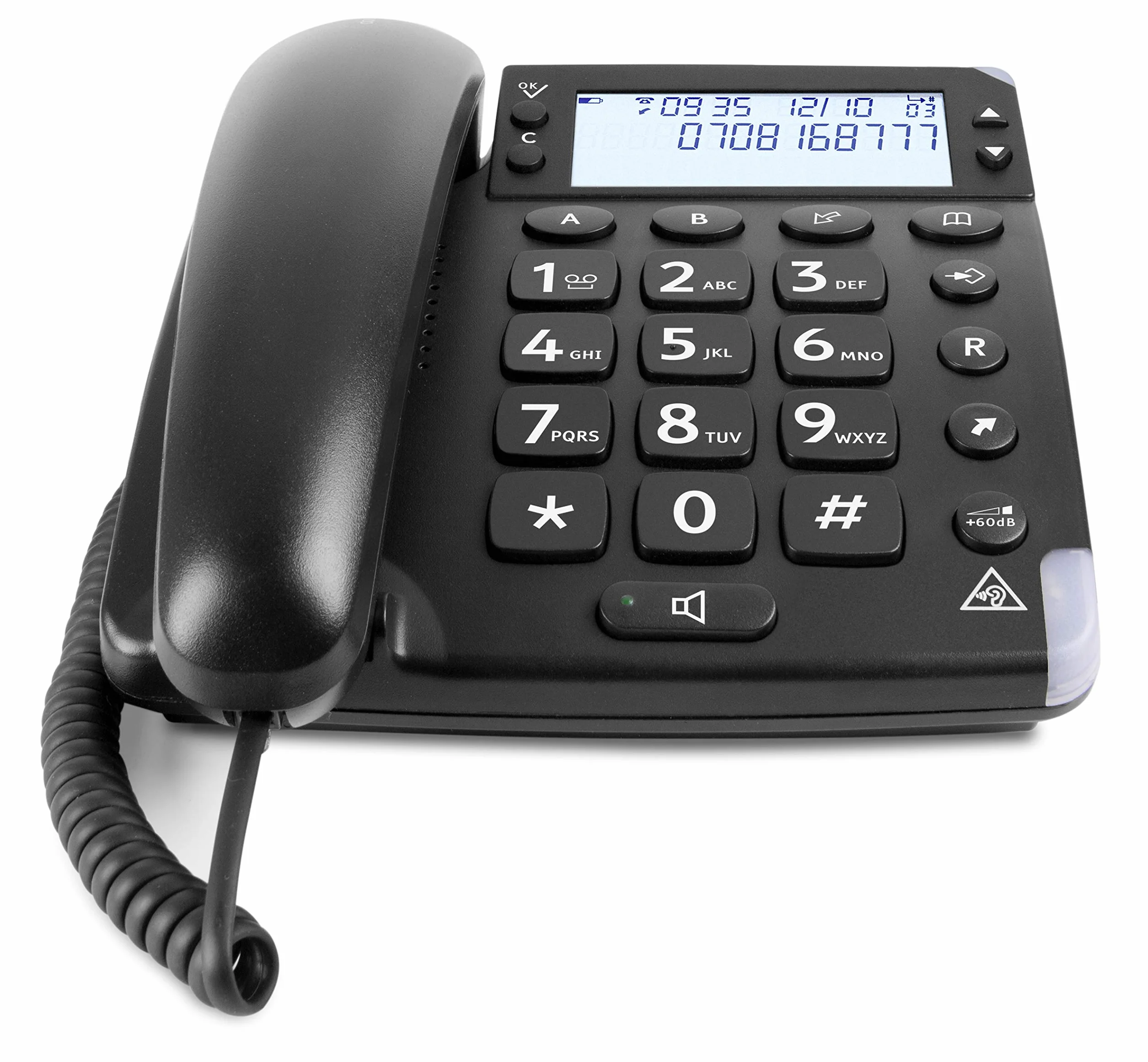 Doro Magna 4000 Teléfono Fijo con Cable para Personas Mayores Teclas Espaciadas Pantalla Grande Sonido Amplificado Negro