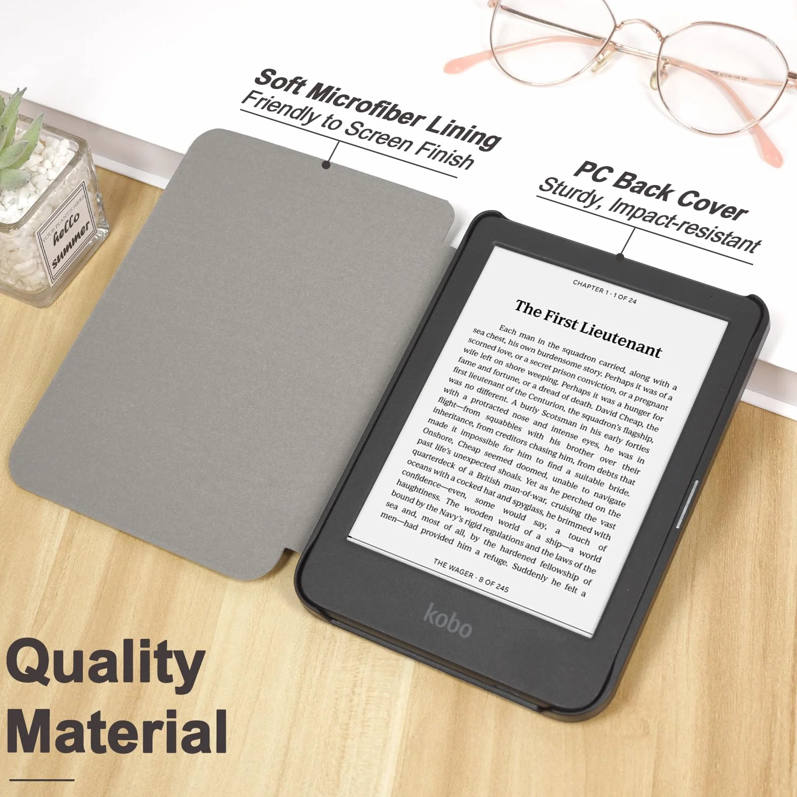 Tenano Funda Compatible con Kobo Clara Colour BW 2E Tolino Shine Colour 5 4, Carcasa Ligera Cubierta Auto Activación Reposo e-Reader, Verde Esmeralda