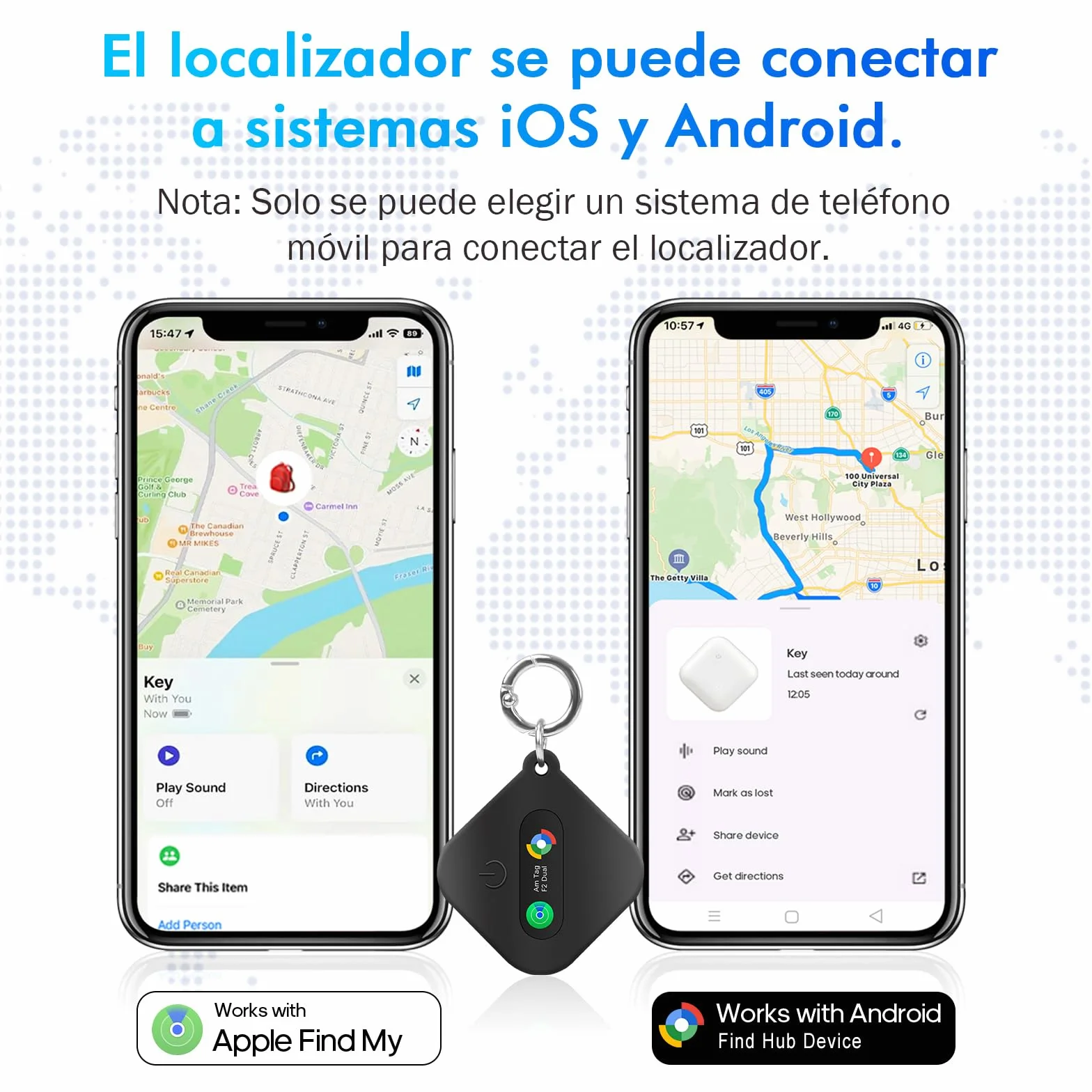 Smart Tag Localizador de Llaves Compatible con iOS Find My App o Android Find Hub App IP67 Resistente al Agua Batería reemplazable CR2032 Bluetooth Tracker Finder para Llaves Bolsos Maletas Cartera