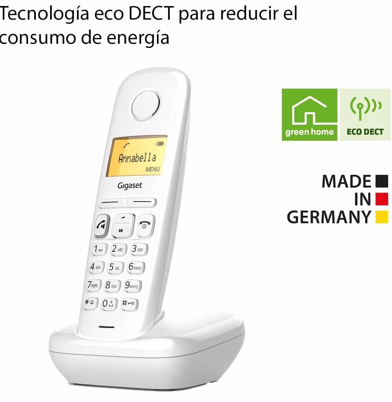 Gigaset A270 Teléfono DECT Inalámbrico Pantalla Gráfica Iluminada Manos Libres Blanco
