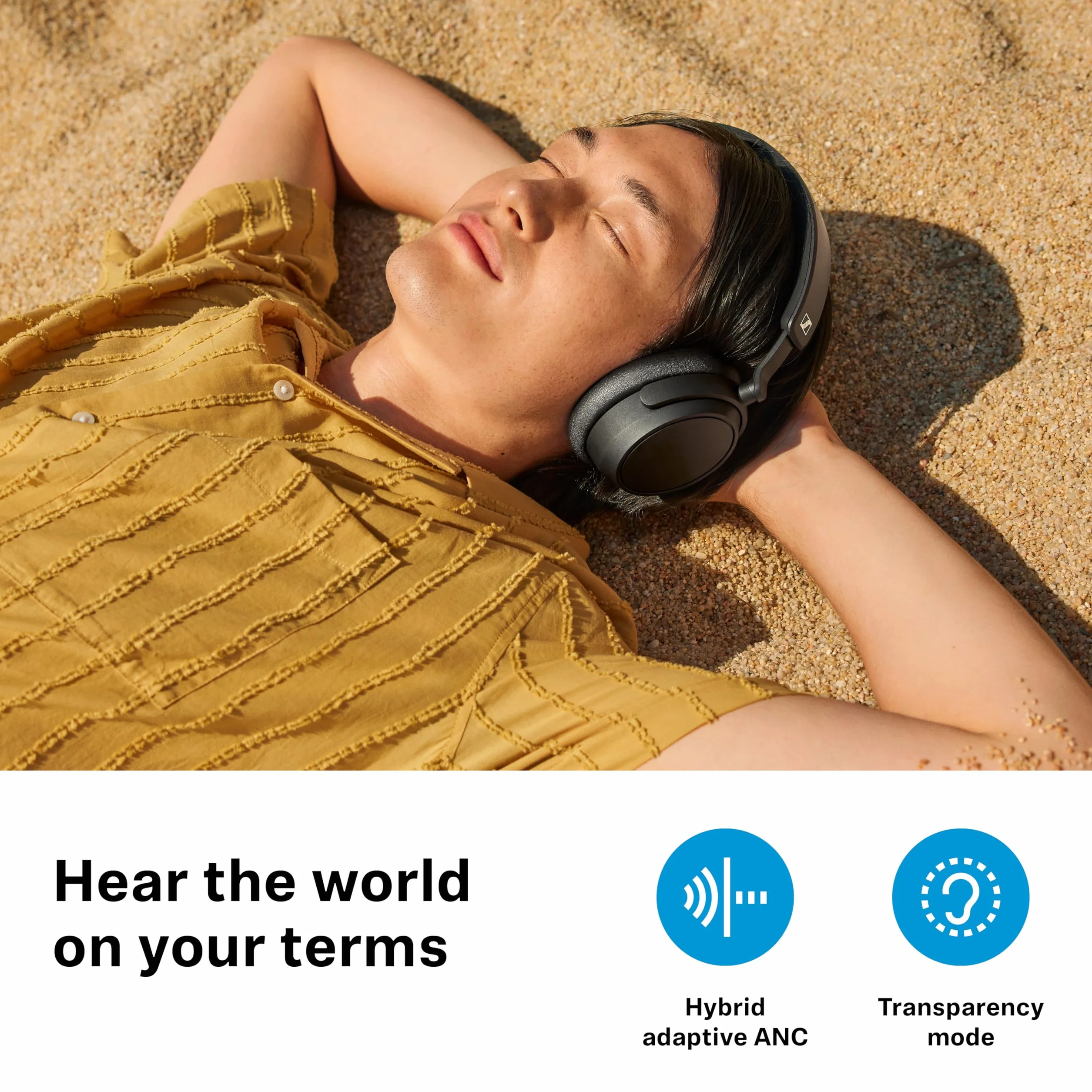 Sennheiser ACCENTUM Plus Wireless Auriculares con Bluetooth - Audio función de Carga rápida, autonomía de 50 Horas y cancelación de Ruido Activa híbrida adaptativa - Negro