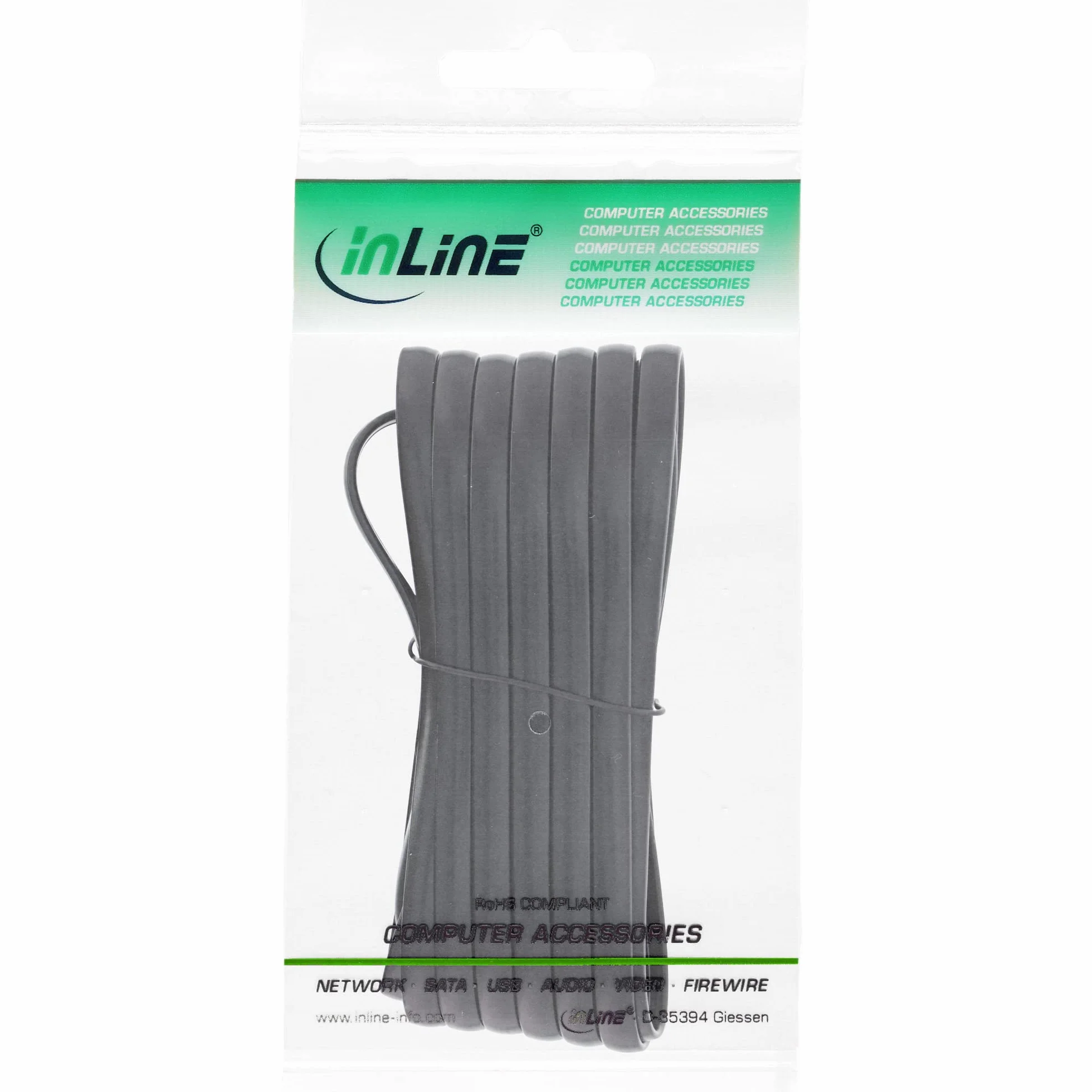 Cable telefónico 2 m Negro RJ12 InLine 18832 para teléfonos fijos
