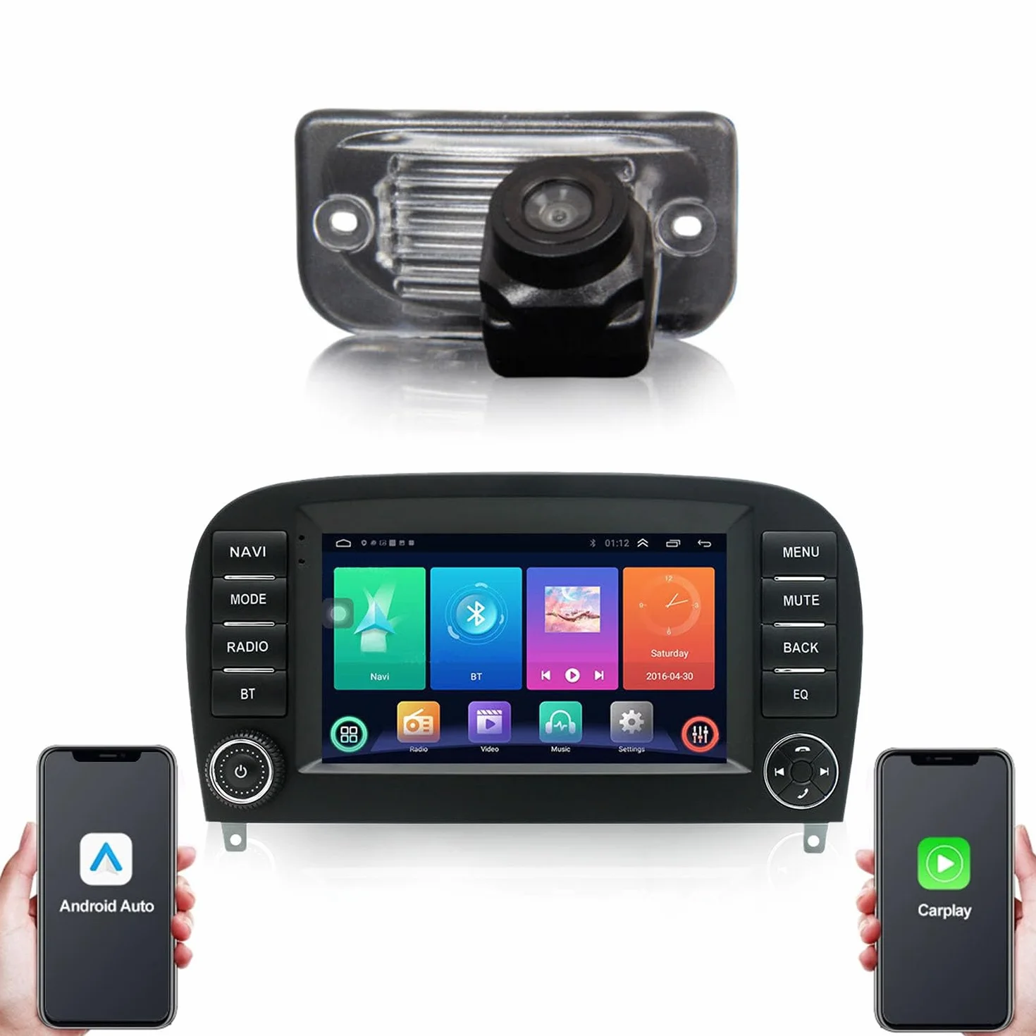 Navi 7 pulgadas pantalla Android Auto Radio con CarPlay & Android Auto, Wi-Fi, Bluetooth, RDS FM/AM, cámara de visión trasera para Mercedes-Benz SL R230 SL 55AMG SL63AMG SL65AMG SL280 SL300 SL350