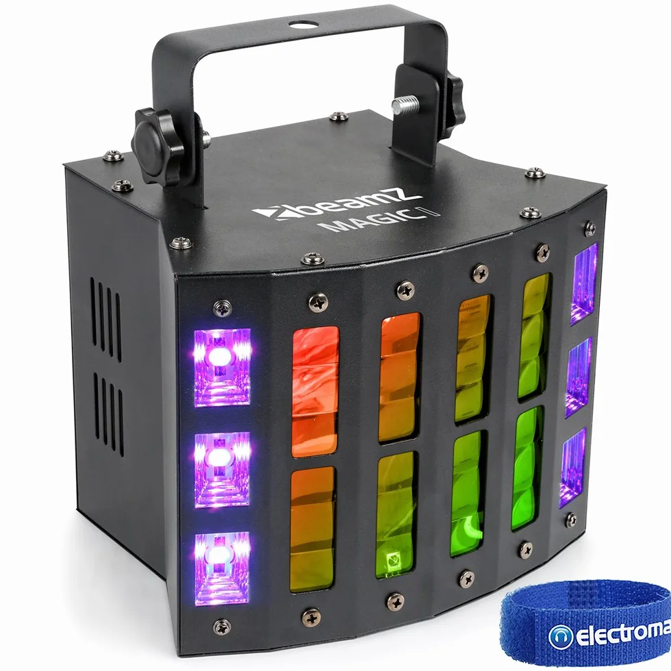 BeamZ Magic1 LED Derby, luz negra y estroboscópica en uno, efecto de discoteca con 3 efectos de luz, tecnología de iluminación, efecto de led DJ, foco de disco, lámpara de discoteca colorida
