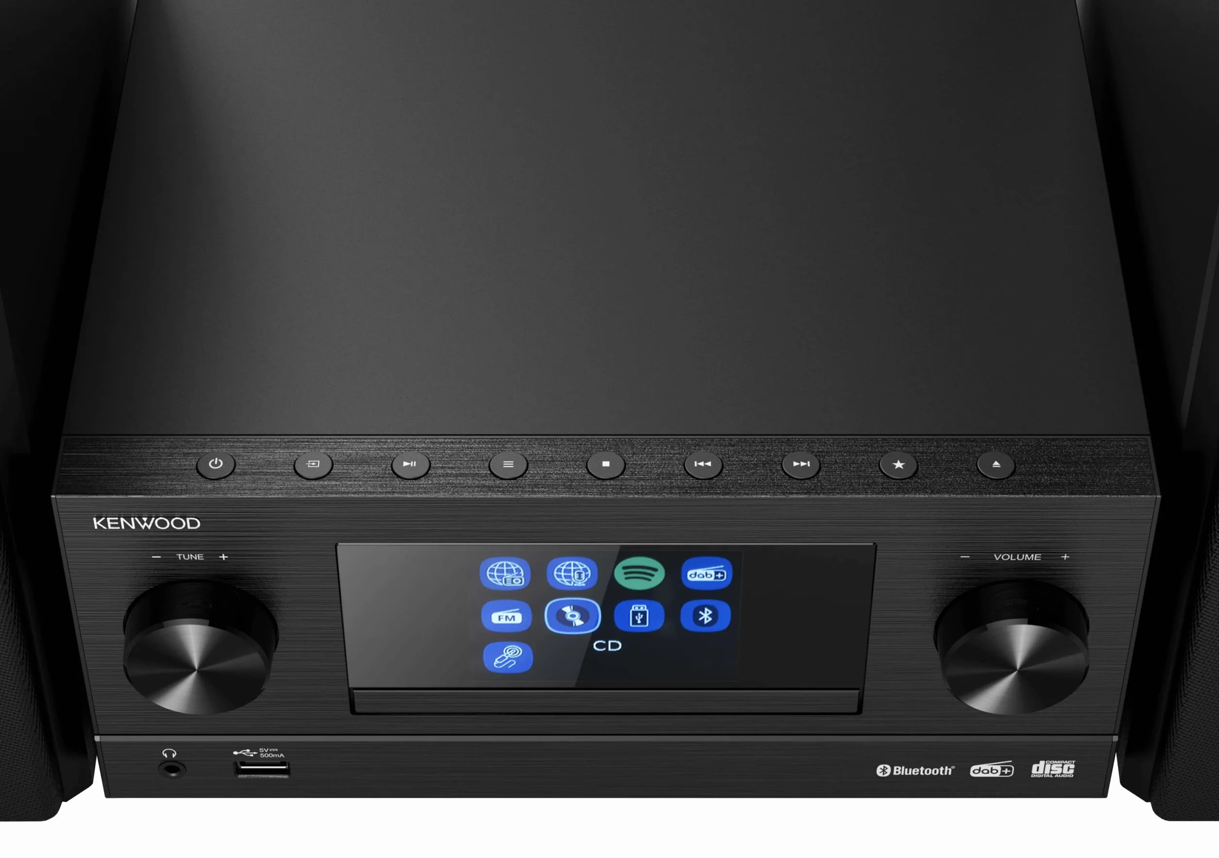 Kenwood M-9000S-B - Micro Sistema Hi-Fi con CD, Dab +, Radio por Internet, Spotify, FM, Bluetooth, USB y Gran Pantalla a Color TFT