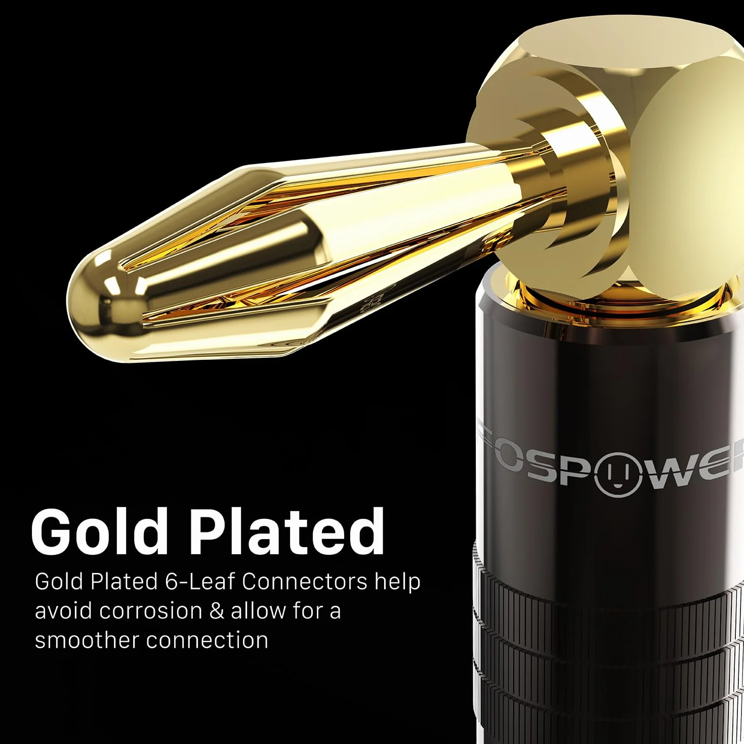 FosPower Conectores Banana 2 Pares 4 Piezas Ángulo 90° Chapados en Oro 24K para Altavoces HiFi