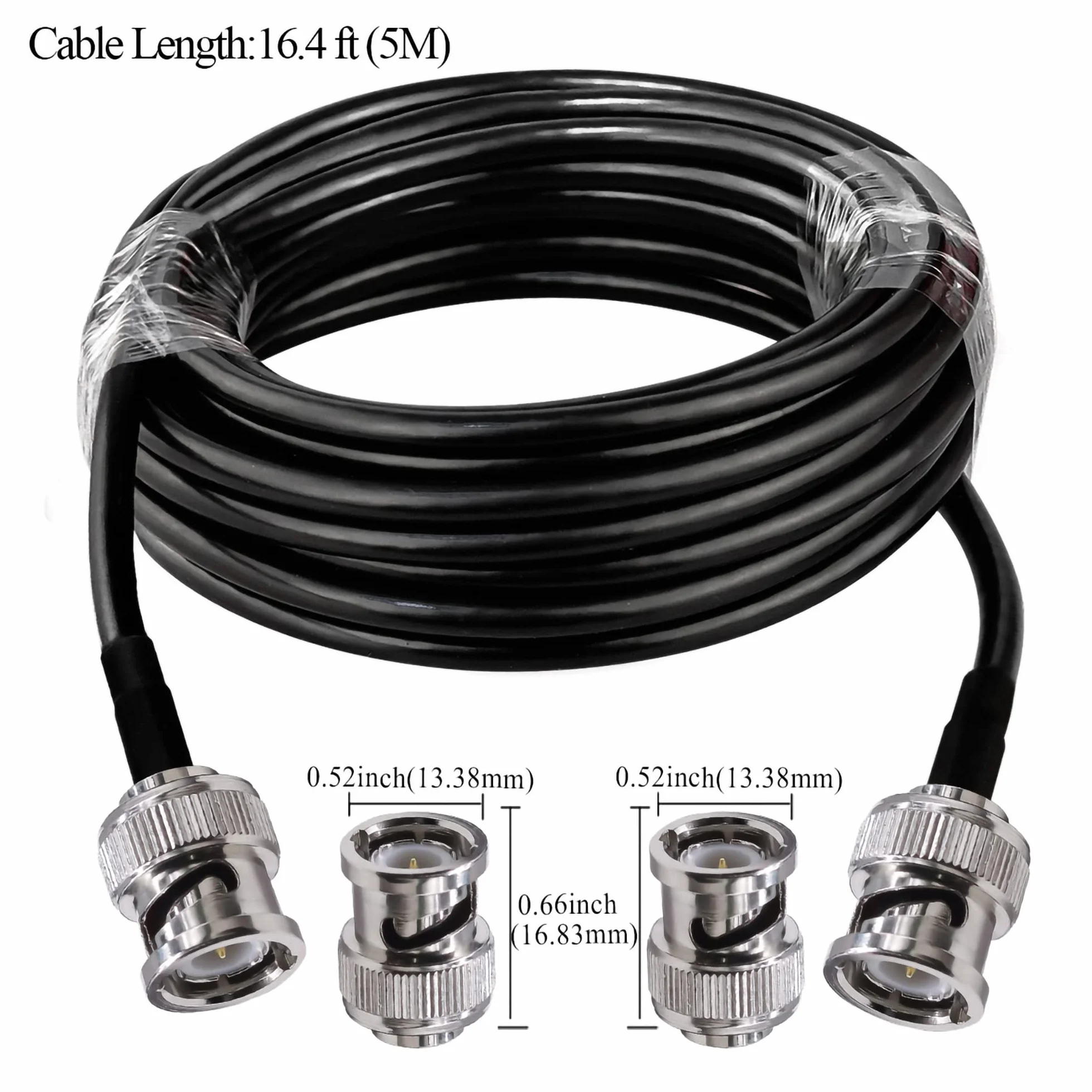 TUOLNK Cable BNC RG58 Cable de extensión BNC Macho a BNC Macho Jumper Baja pérdida 50 ohmios CB Radio Cable coaxial 16.4FT (5M) BNC Antena Wifi Cable coaxial para radio bidireccional