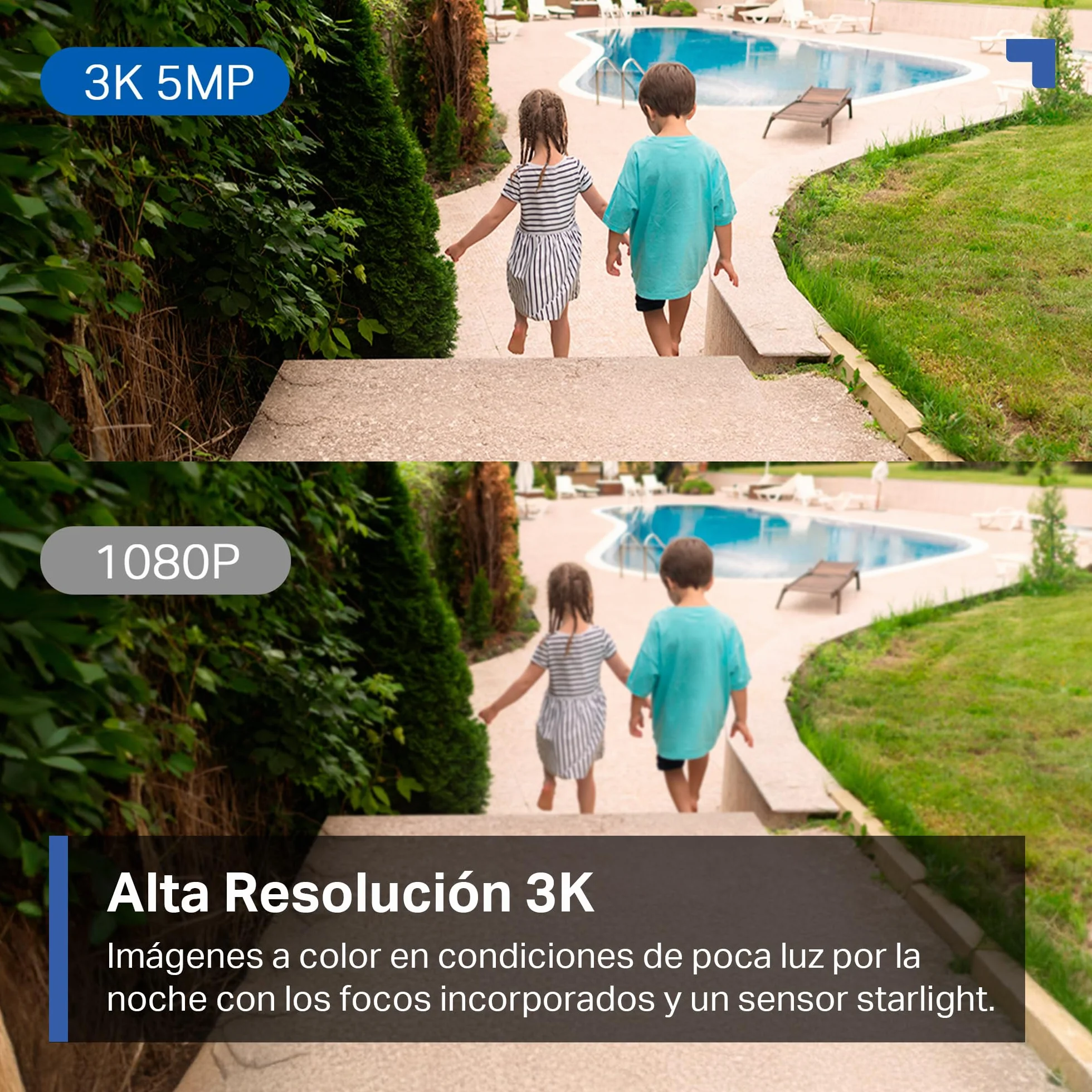 Tapo C530WS - Cámara Seguridad Exterior 360° 3K 5MP, Visión Nocturna Color, Resistencia IP66, Alarma Sonora/Luz, Detección AI, Almacenamiento Nube/SD 512GB, Audio Bidireccional