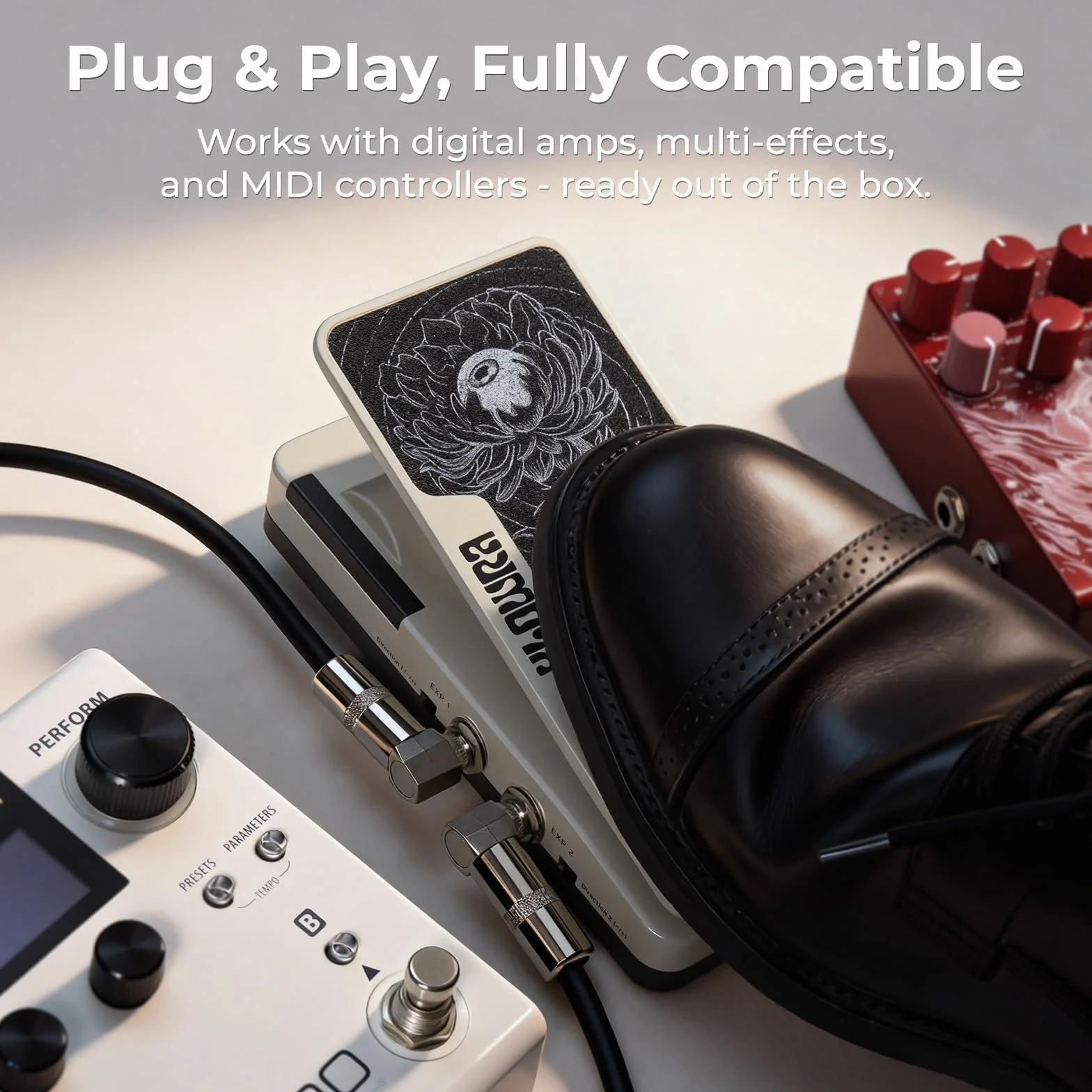 x Hotone Mantra Dual Expression Pedal de Volumen Pasivo EXP 2 en 1 con cable TRS