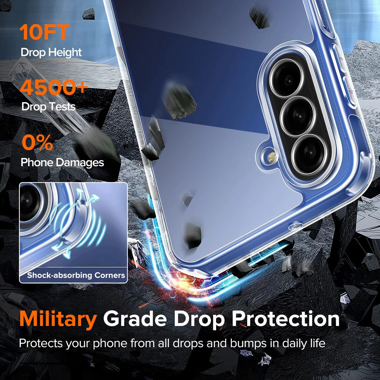 ivoler Anti-Amarillo Clara Funda para Samsung Galaxy A17 4G / 5G con 2 Piezas Cristal Templado, [Protección Militar] Carcasa Protectora Antigolpes Antiarañazos Transparente Bumper Case