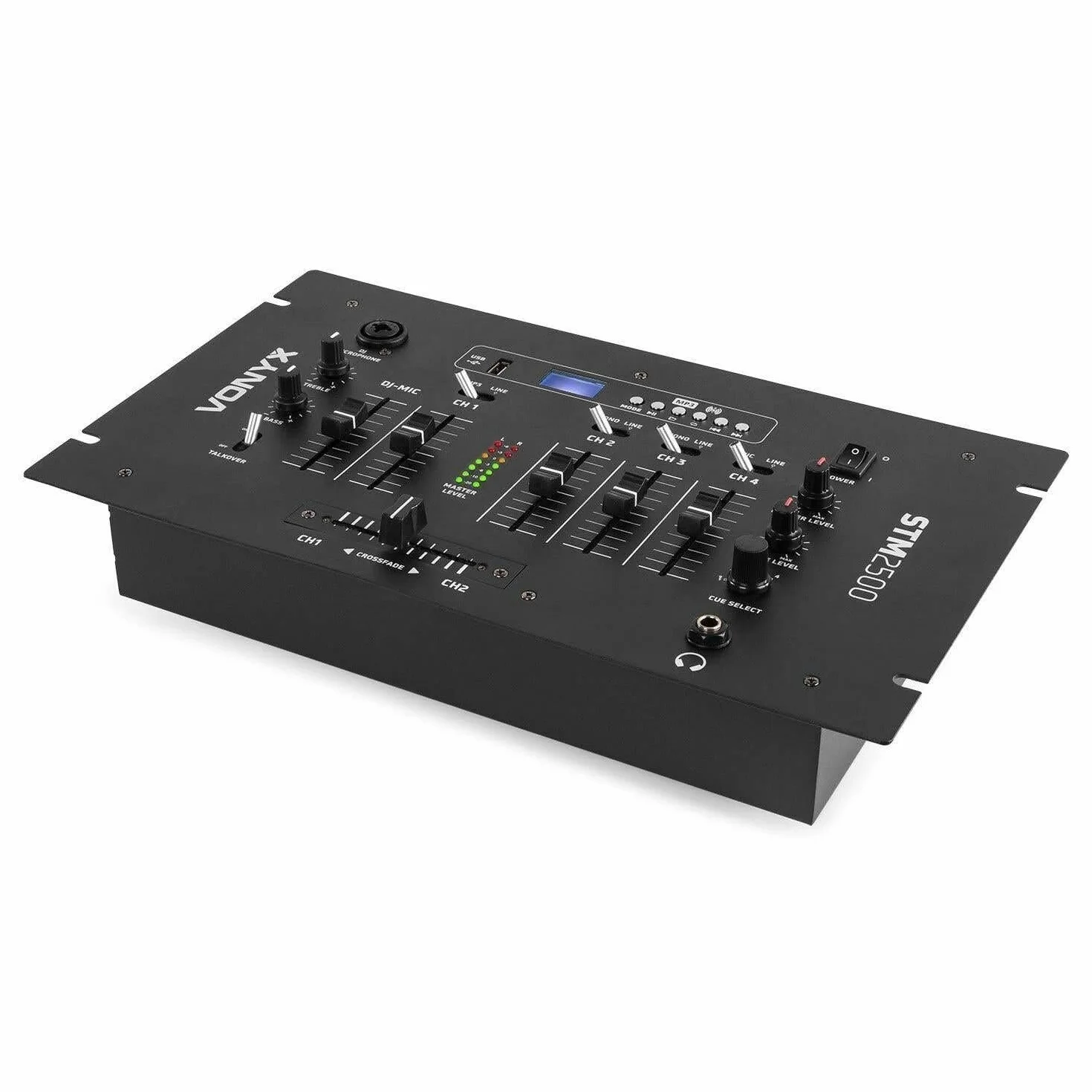 Vonyx STM2500 Mezclador Mezclador de Audio de 5 Canales con USB, Reproductor MP3 y Bluetooth Mezclador para DJ Principiantes, Conexión de Micrófono con Función Talkover para Músicos, DJ, Cantantes
