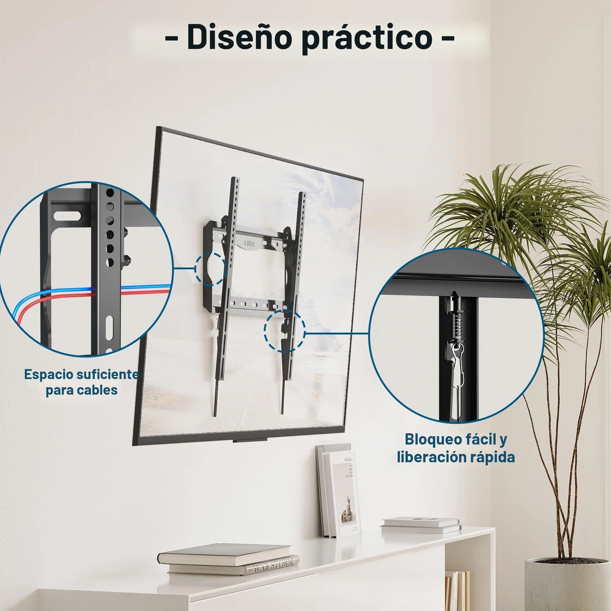 BONTEC Soporte TV Pared 26-65 Pulgadas, Inclinación, LCD LED OLED, hasta 55 kg, VESA 400x400 mm