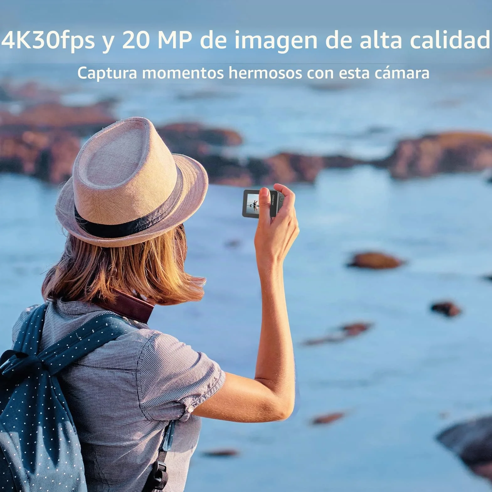 AKASO Brave 7 Cámara Deportiva 4K con Tarjeta de Memoria microSDXC de 128GB Cámara de Acción 20MP WiFi Camara Acuatica Sumergible Doble Pantalla EIS Control Remoto Control de Voz 2x1350mAh Baterías