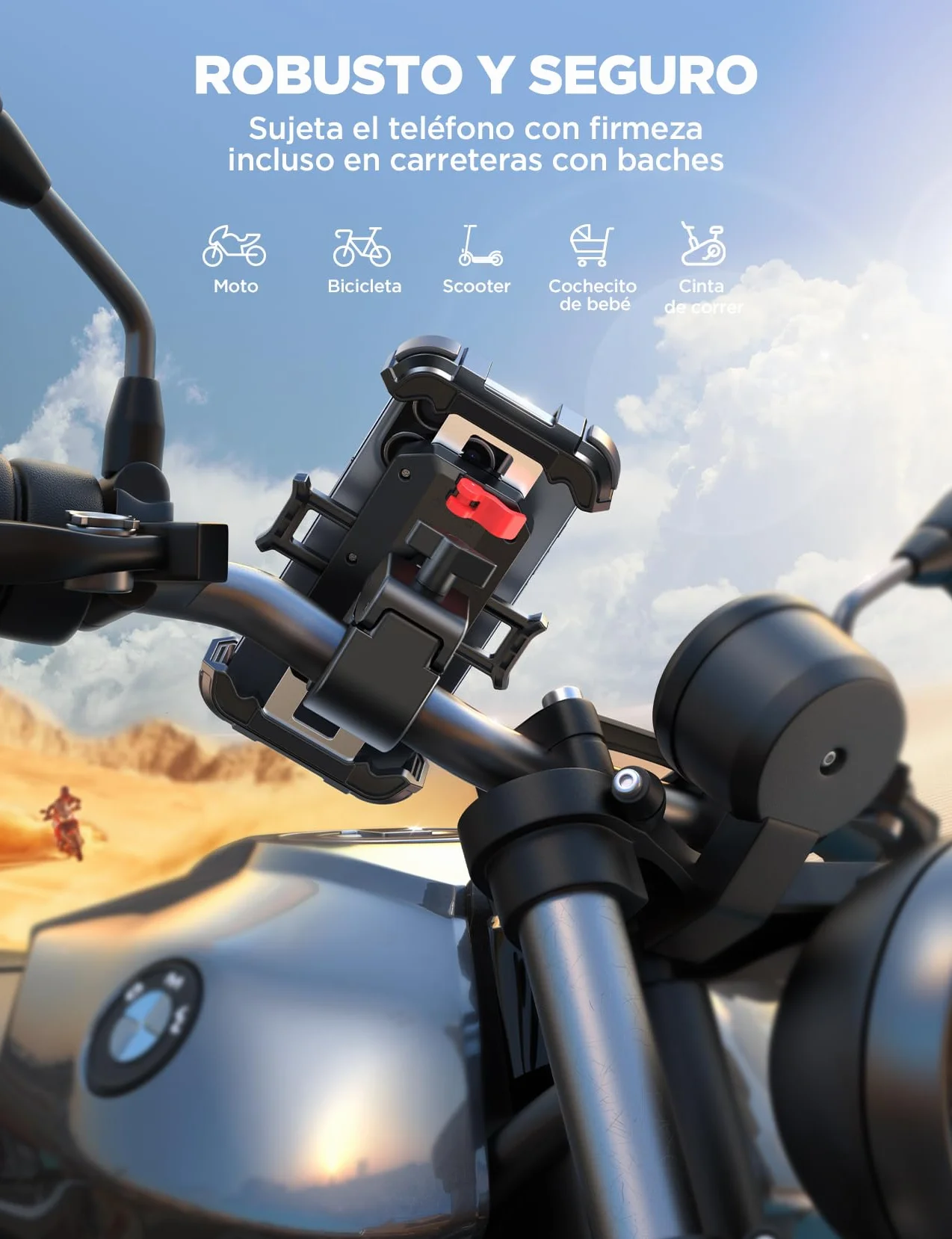 JOYROOM Soporte Móvil Moto Bicicleta Universal Porta Móvil Manillar para iPhone 16 Pro MAX Samsung 4.7-7" Teléfon