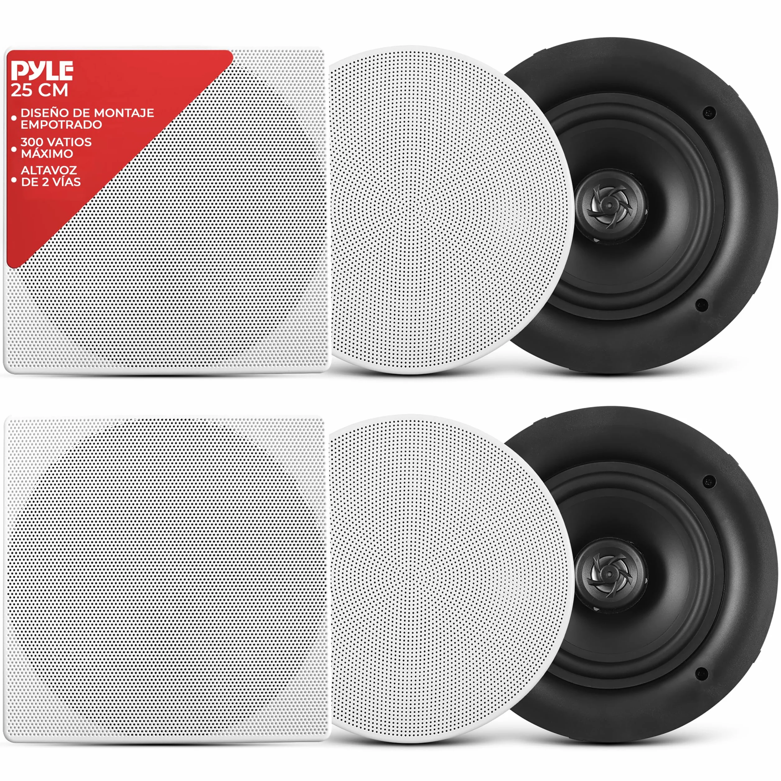 Pyle Altavoces Estéreo 10" 300W 2 Vías Empotrables Techo Pared 35Hz-20kHz