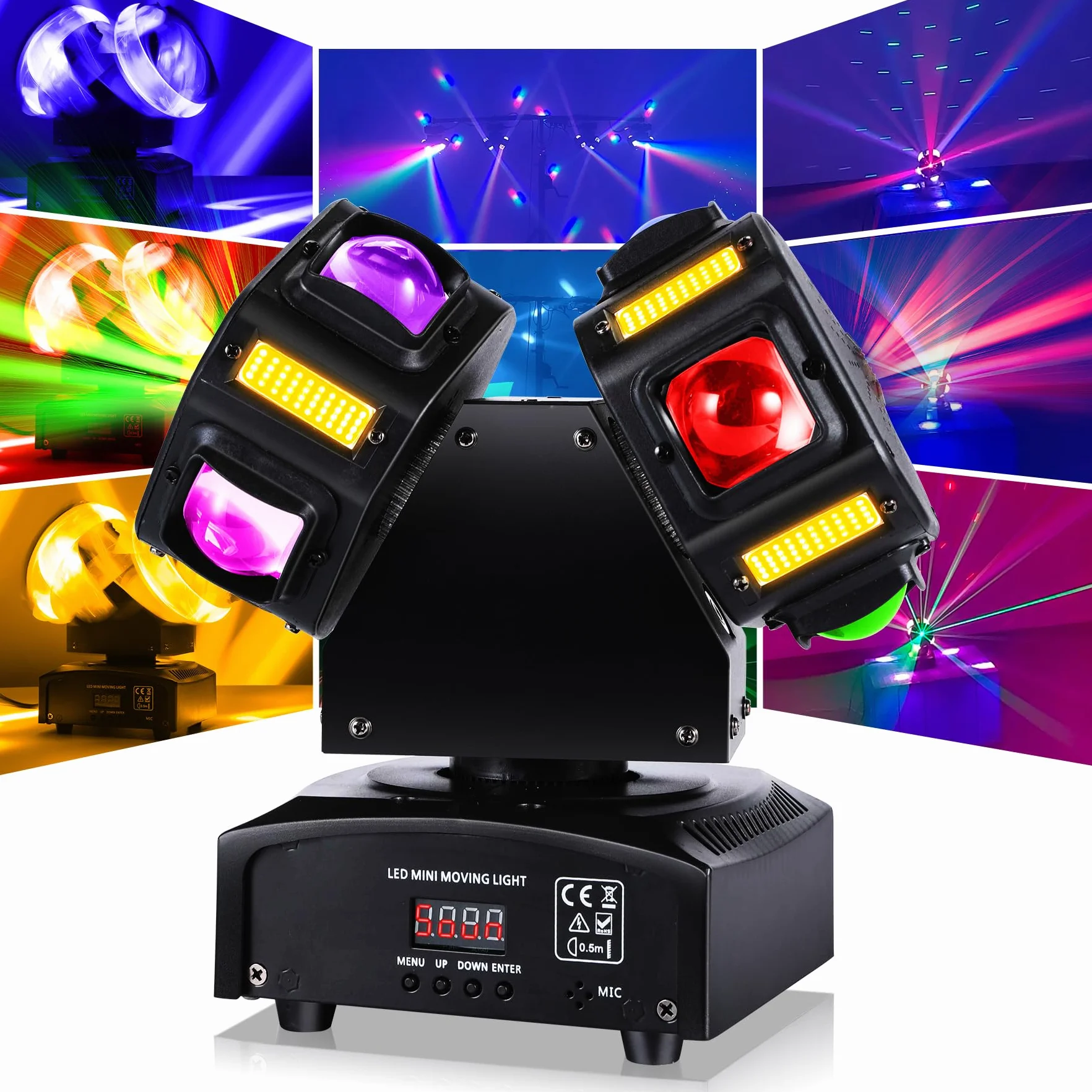 120W Luces Discoteca, 8x10W Cabeza móvil LED, DMX 512 Luce DJ Con 8x5W luz Estroboscópica de Alta luminosidad, Luces Led Escenario Para DJ Bar club Disco Fiestas Hogar Cumpleaños Bodas