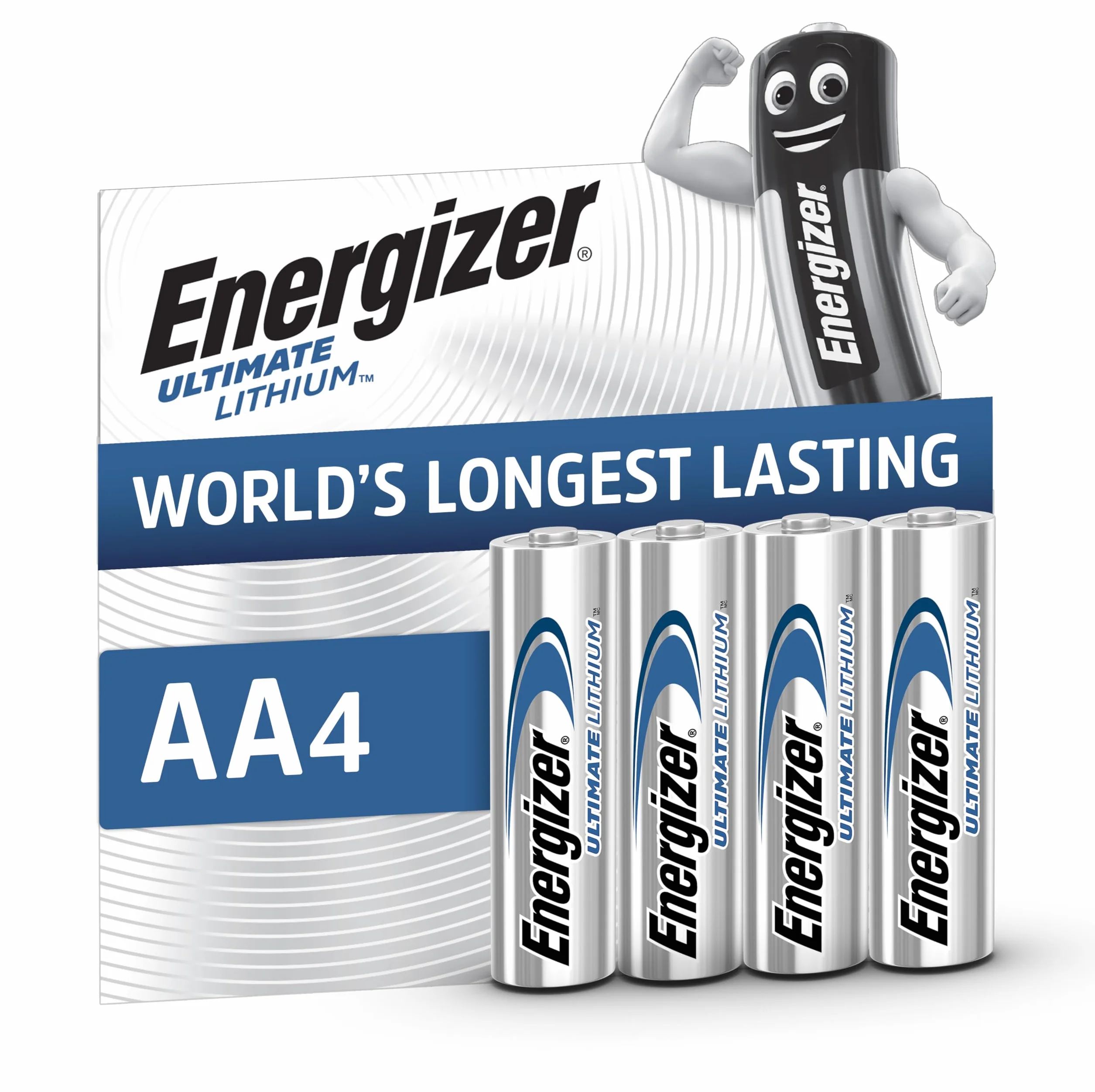 Energizer Pilas AA Ultimate Lithium Paquete de 4 - Mayor duración para Dispositivos de Alto Consumo - 25 años Vida útil