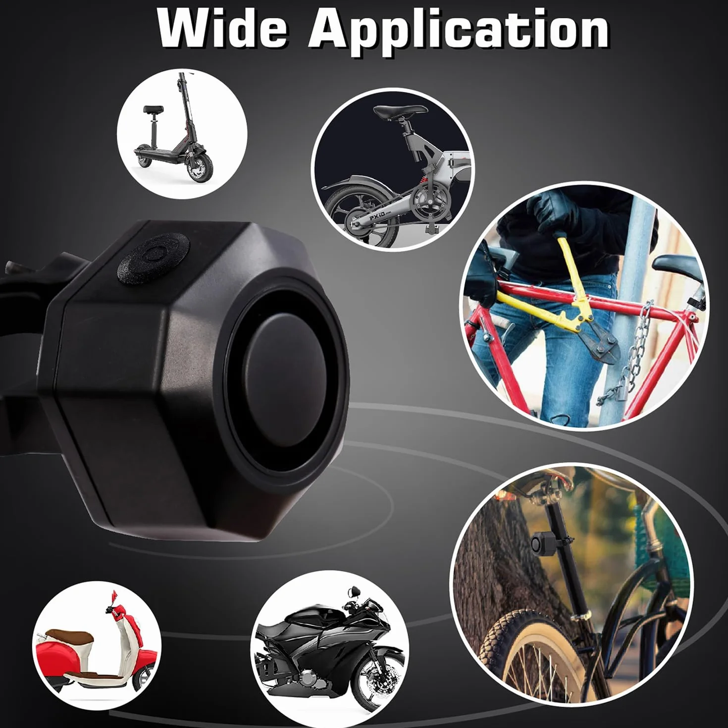 Mengshen Alarma de Bicicleta Recargable con 2 de Actualización de Control Remoto 110dB Loud Impermeable Antirrobo Vibración Alarma para Ebike Motocicleta Scooter Coche Incluye Cable Carga