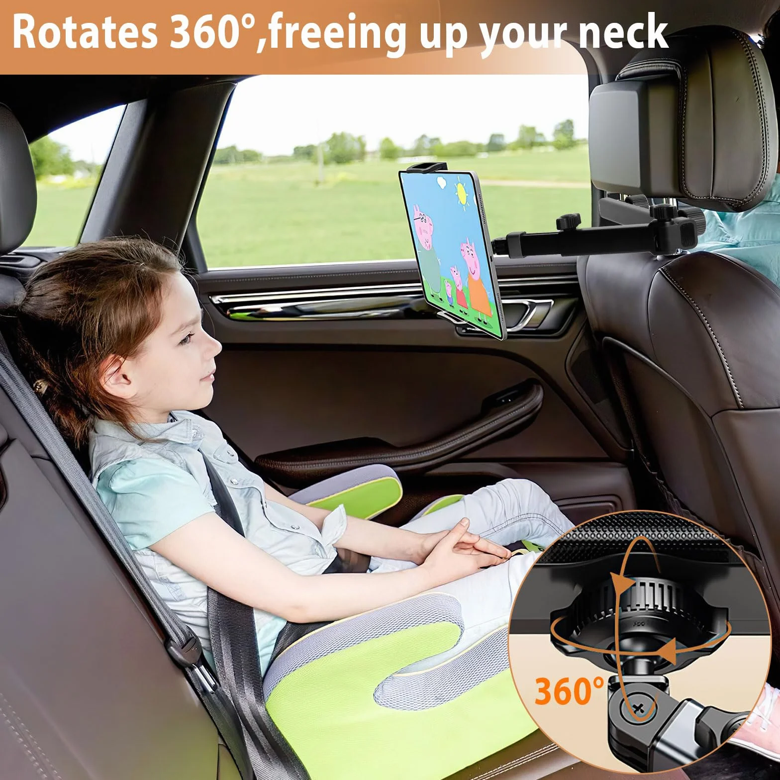 Soporte Tablet Coche Extensible, Soporte Extensible para Tablet Móvil Soporte Reposacabezas Asiento Trasero con Apoyo 360 Rotación para 4,7~31 Pulgadas de iPad y iPhone, Galaxy Tab, Huawei, Switch