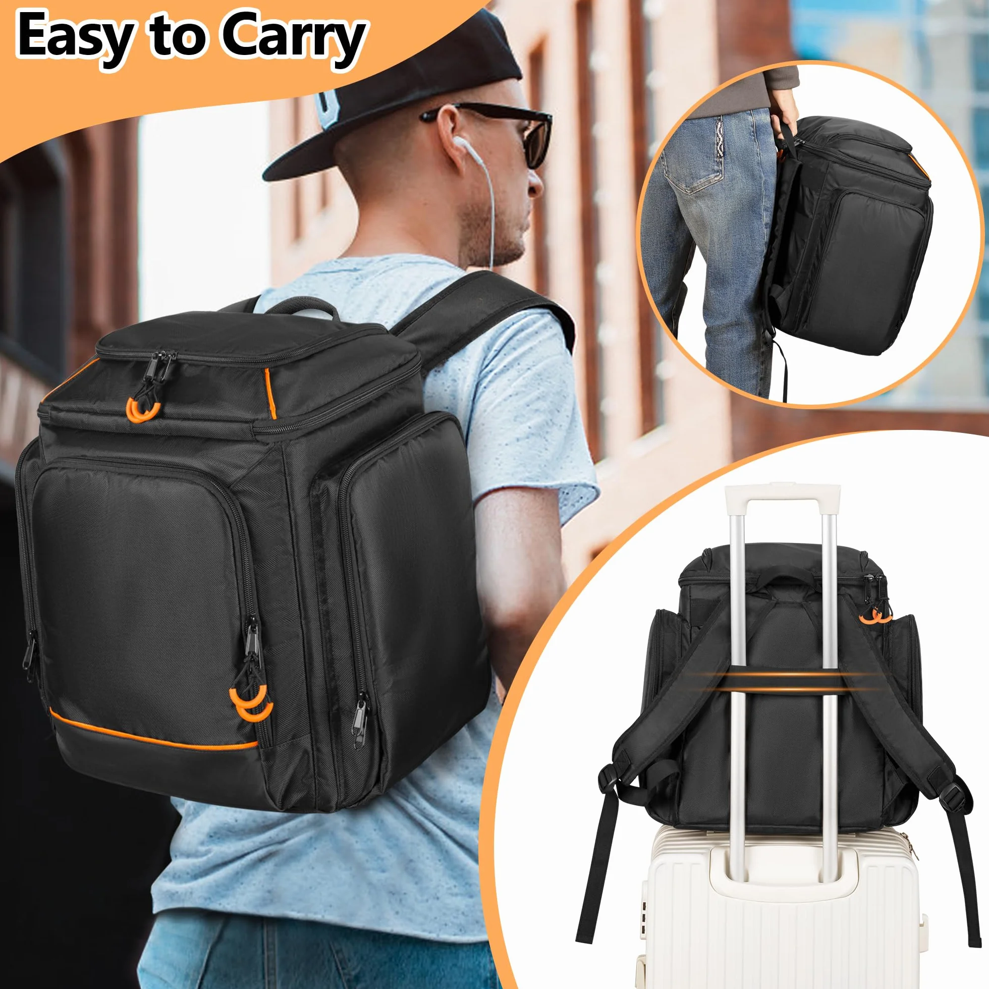 CURMIO Estuche de Transporte Compatible con Bose S1 Pro/S1 Pro+, Mochila para Altavoz Bluetooth Portátil, Bolso de Viaje para Sistema PA, Micrófono, Cargador, Cable, Negro