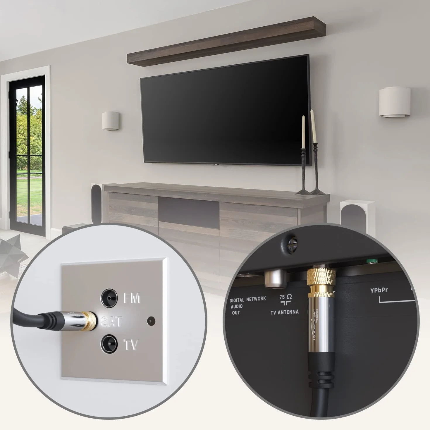 KabelDirekt – Cable Satélite, Antena TV, Coaxial – 1,5m – Cable TV 4K con conector F de metal – Disponible en 0,5-30m (para radio/TV, DVB-T, DVB-C, DVB-S/DVB-S2, internet, negro)