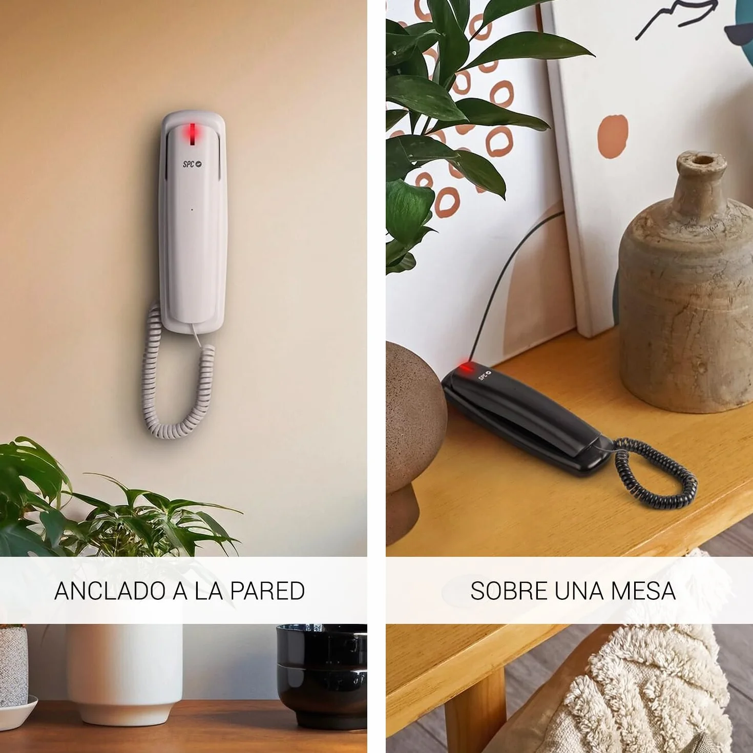 SPC Original Lite 2 Teléfono Fijo sobremesa Pared Compacto señal Luminosa 10 memorias indirectas Teclas Grandes rellamada Blanco