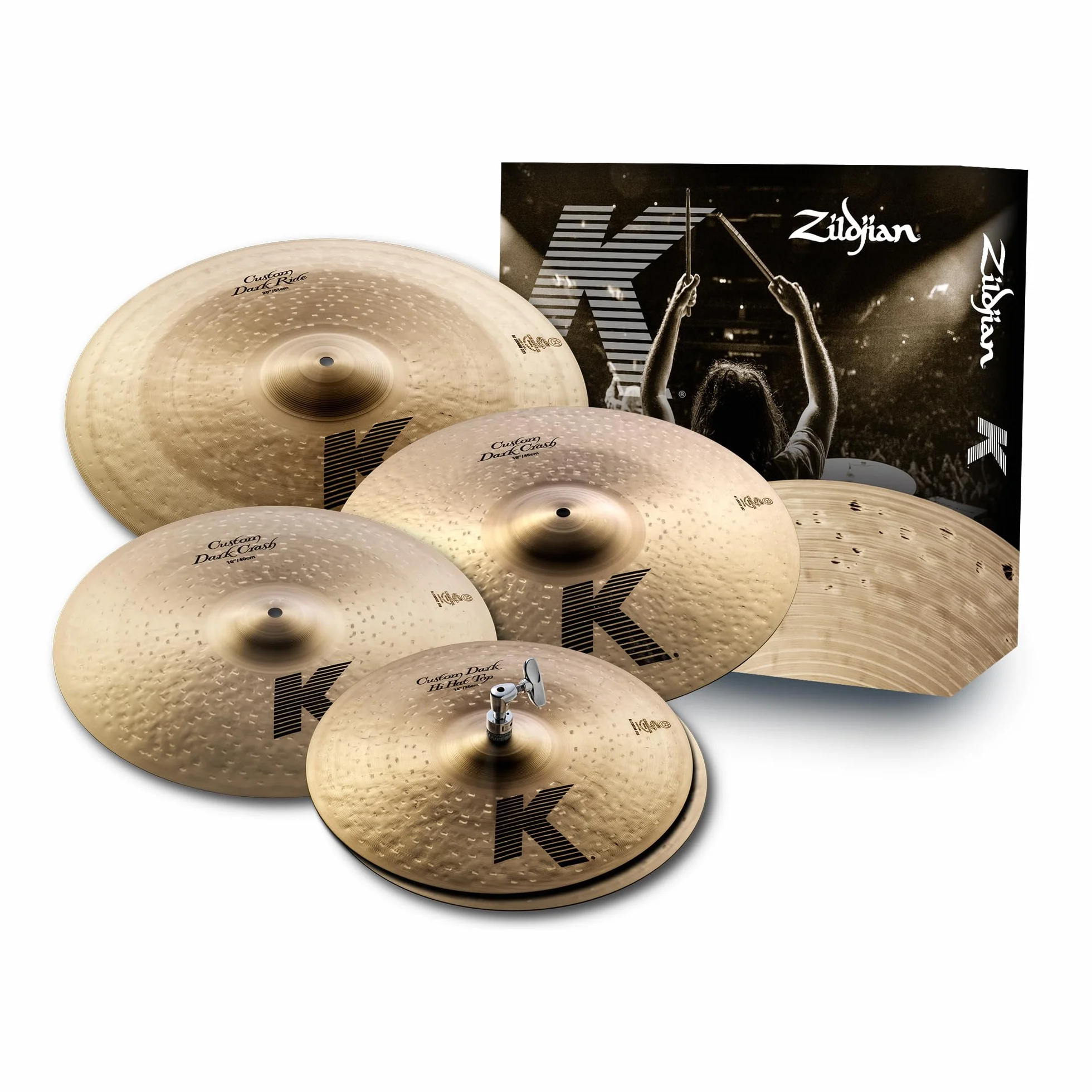 Zildjian KCD900 K Custom Series Dark Cymbal Box Set - 14" Hi-Hats, 16"/18" Crash, 20" Ride, Oscuro