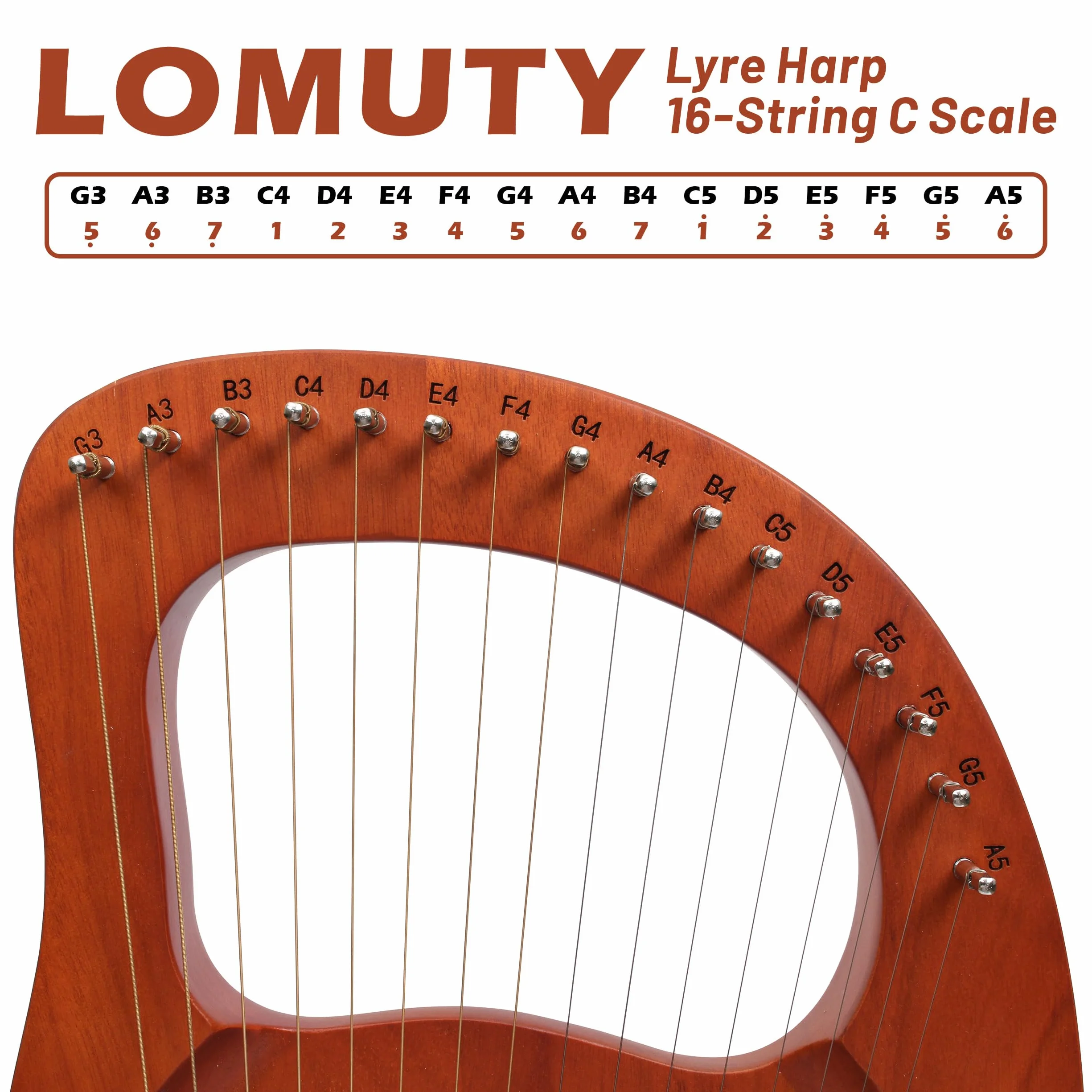 Arpa Lira de 16 Cuerdas Arpa de Madera Lyre Harp con llave de Afinación y Bolsa Negra instrumento lira, Marrón, Plancton