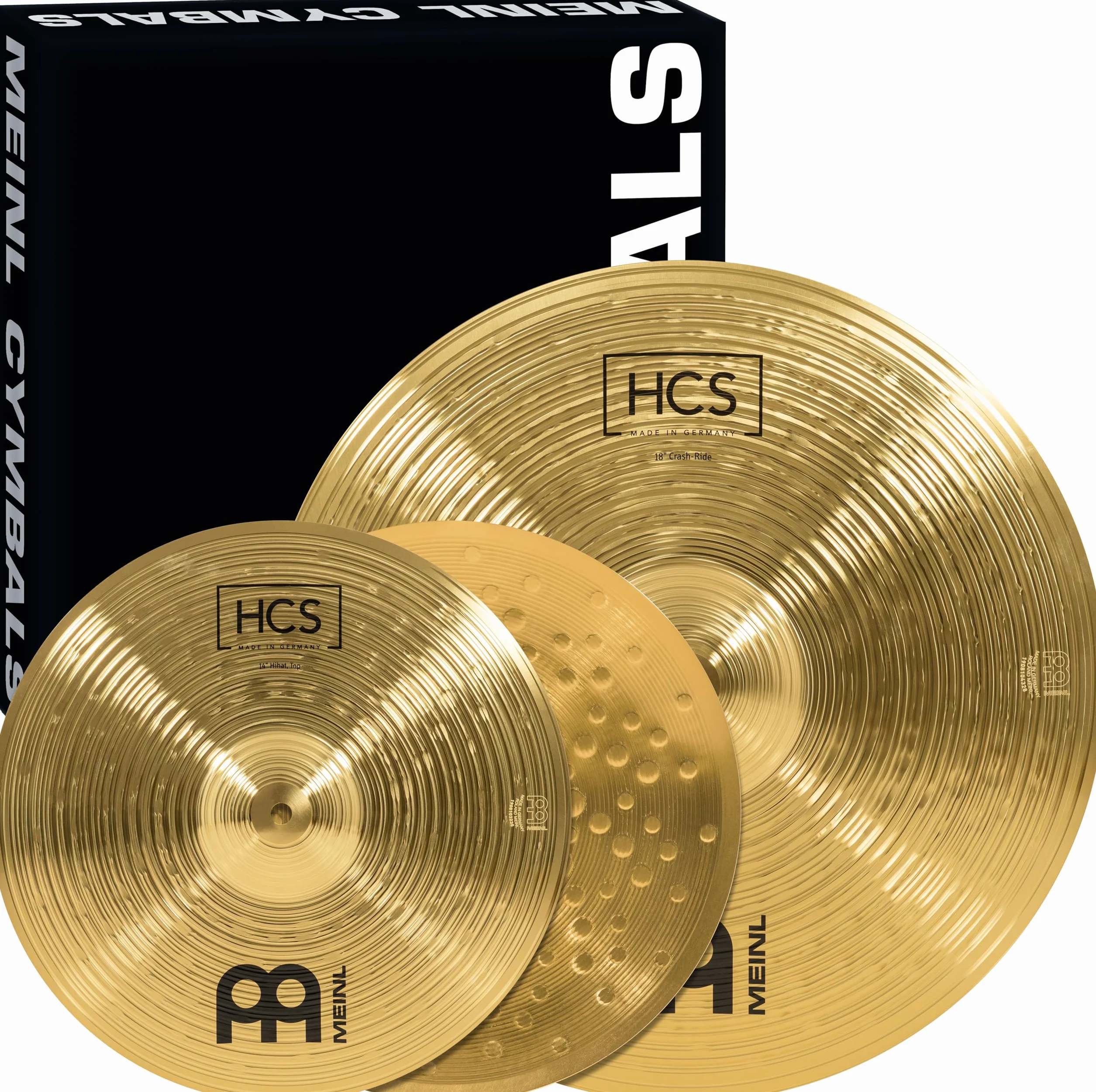 Meinl Cymbals HCS Basic Cymbal Set Pack – Juego de Platillos de Batería con Plato 14 pulgadas Hihats y 18 Crash-Ride – Latón, Acabado Tradicional (HCS1418)