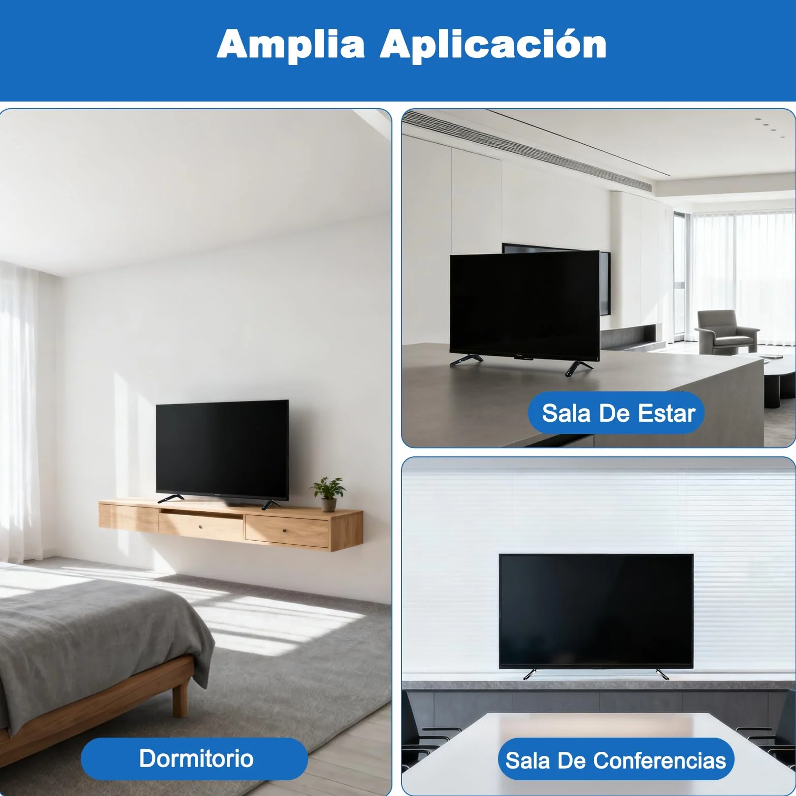 Soporte Universal para TV de 20-65 Pulgadas con Base Antideslizante – Pie de Mesa Ajustable en Altura para Televisiones LCD/LED/Curved, Material ABS y 16 Tornillos Incluidos (Pack de 2, Negro)
