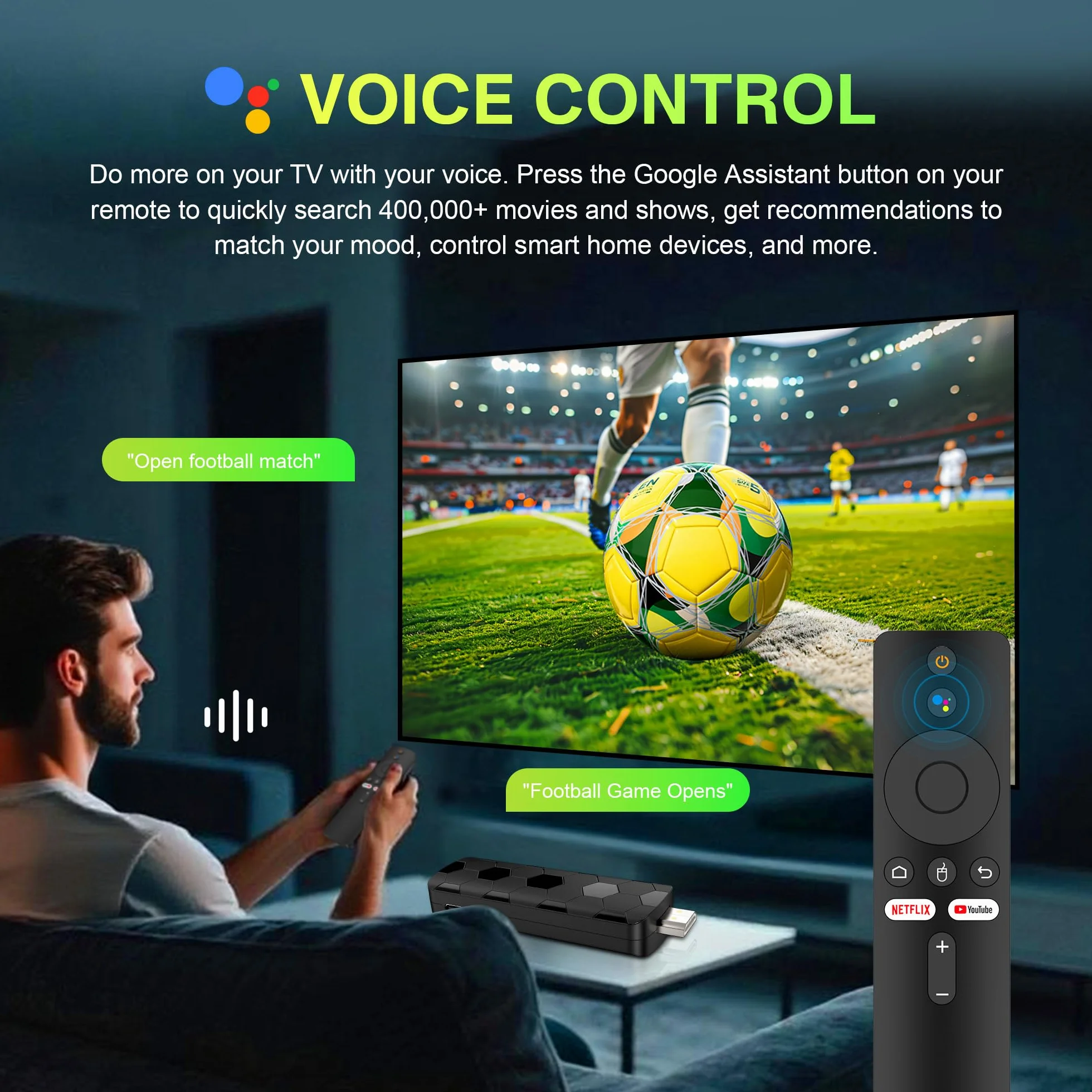 Android TV Stick 14.0, Smart TV Stick 2GB RAM 16GB ROM RK3518 Chip, WiFi Dual 2.4G/5.8G, BT5.4, HDMI 2.0 y HD 8K, Soporte Remoto de Voz para Video y Audio, Negro 2026