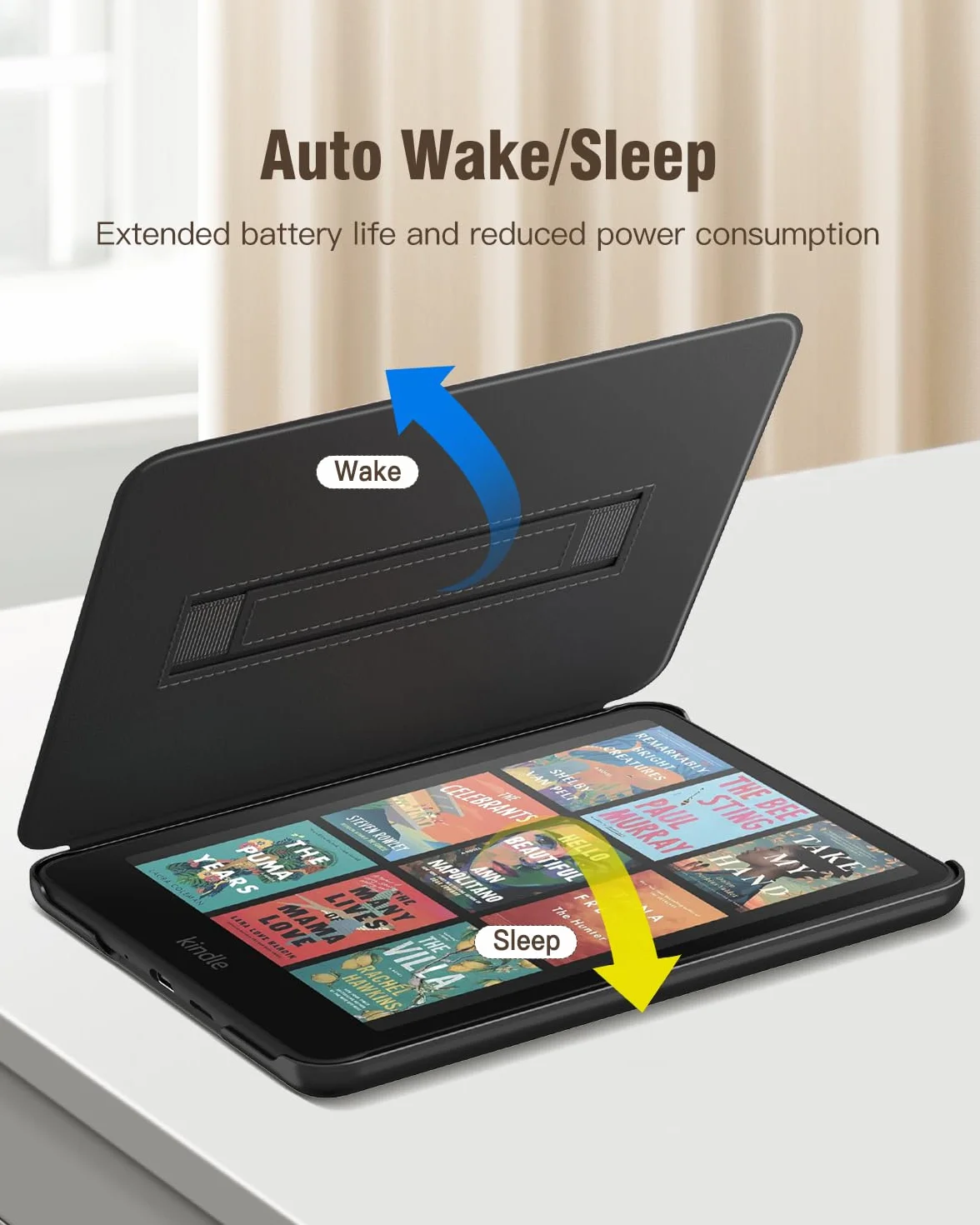 MoKo Funda para 7" Kindle Paperwhite(12ª Generación-2024) y Kindle Colorsoft Signature Edition 2024, Funda Ligera con Correa Auto Wake/Sleep para Kindle Paperwhite 2024, Denim Negro