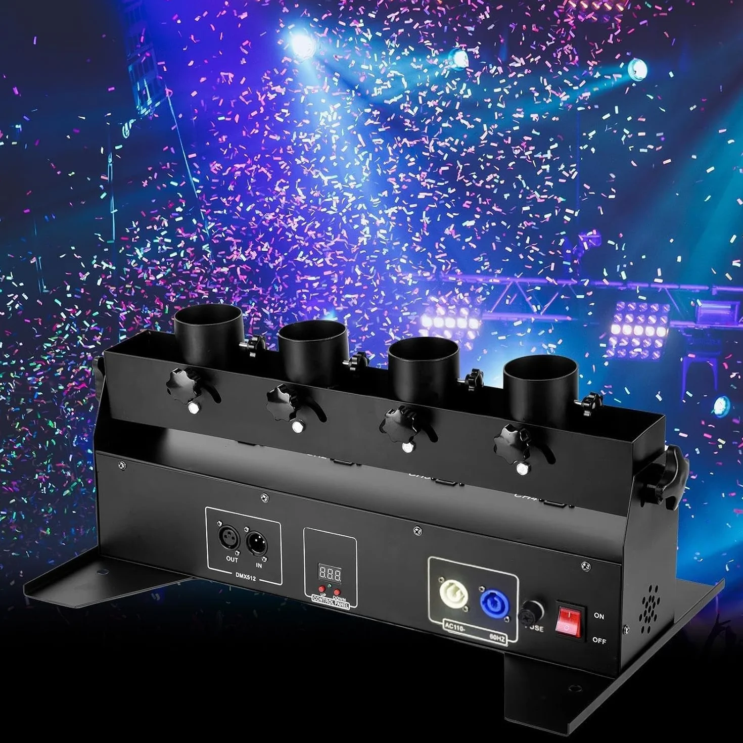 Lanzadores de confeti profesionales, Confetti Blaster controlado por DMX, Máquina de confeti for celebraciones de festivales for discotecas, eventos festivos, bodas y fiestas de DJ.