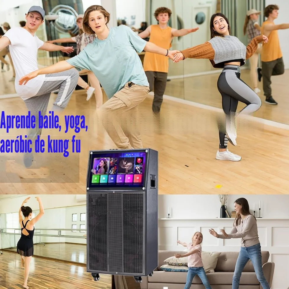 14" Máquina de Karaoke con Pantalla táctil | Sistema de PA portátil con 2 micrófonos inalámbricos | Altavoz WiFi Bluetooth para Fiesta al Aire Libre en casa |Sistema Android 40-400W