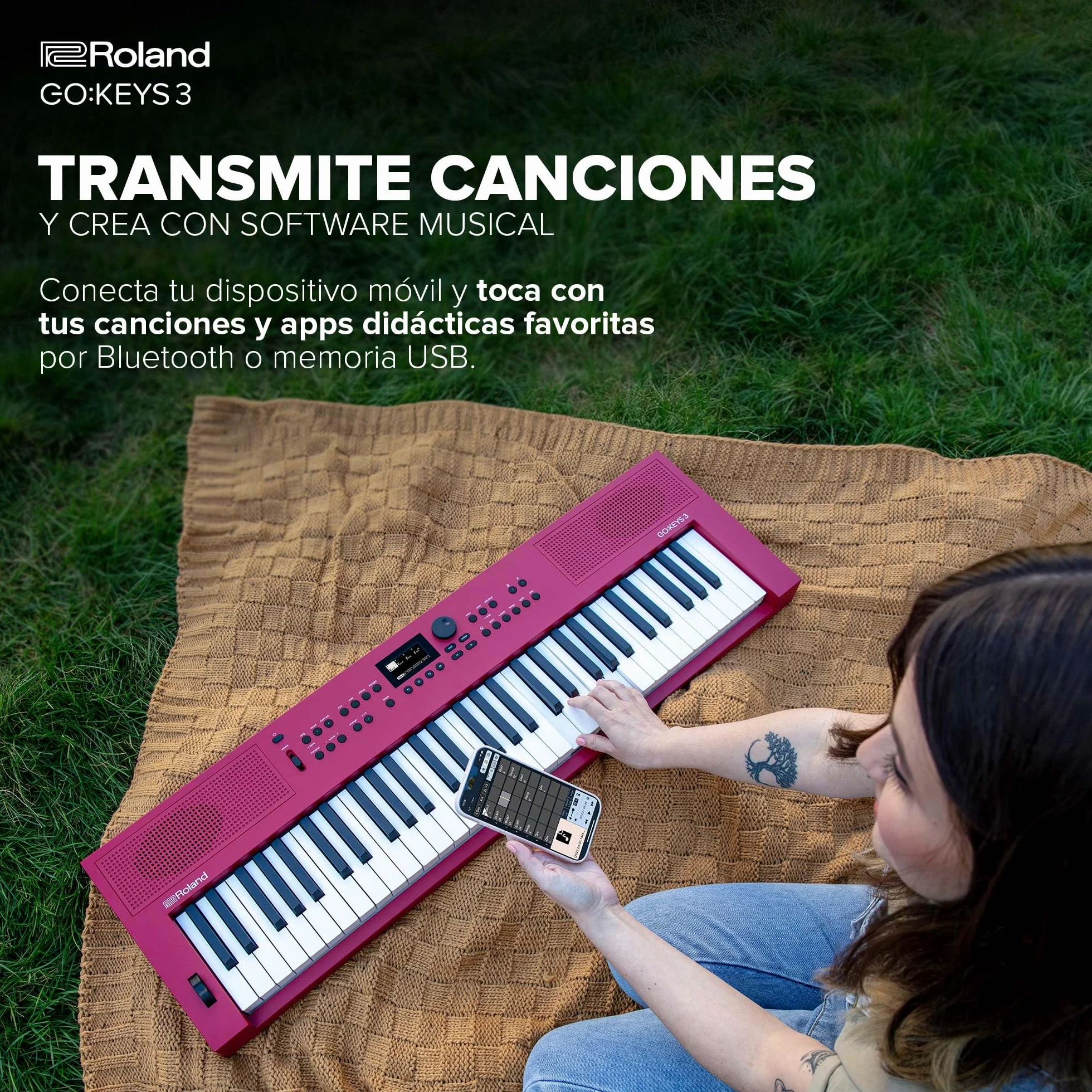 Teclado para creación musical Roland GO:KEYS 3 | Teclado de 61 notas | Generador ZEN-Core con más de 1.000 sonidos integrados | Altavoces estéreo integrados - Azul medianoche