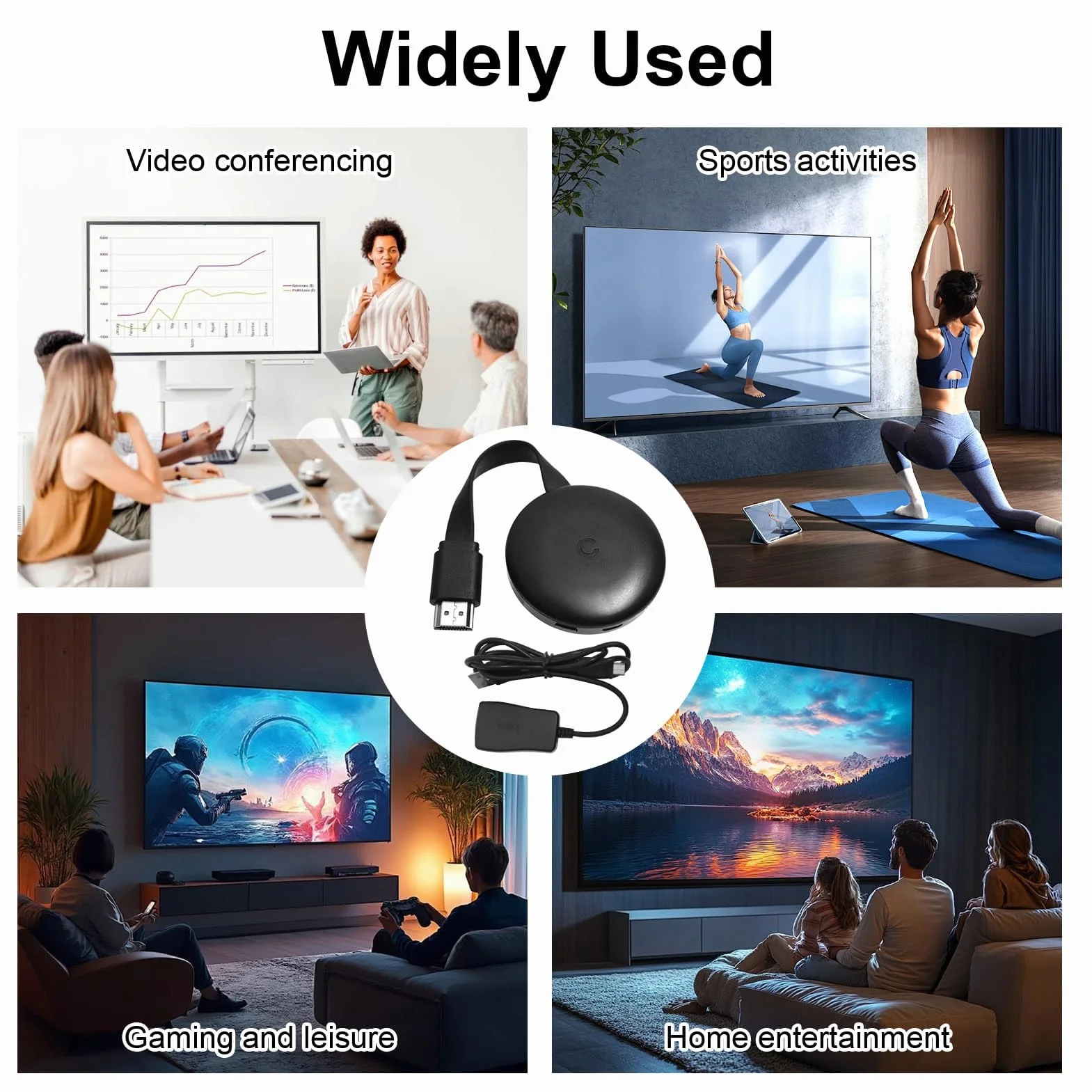 Adaptador HDMI Inalámbrico 1080P Bluetooth Stick para Chromecast Miracast Airplay iOS Android Mac Windows PC TV