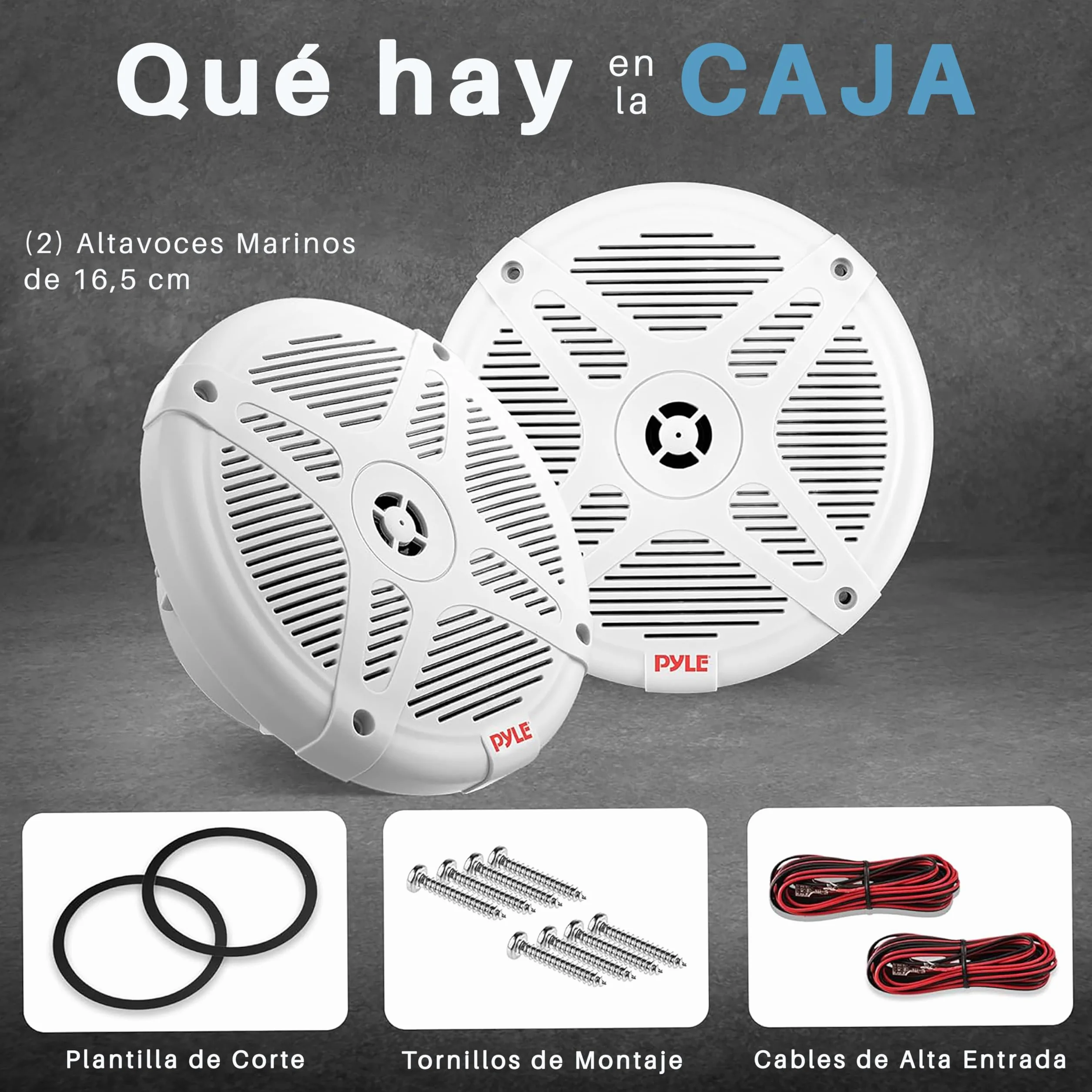 Pyle par de Altavoces Marinos de 6.5”, Sonido Estereo, Exteriores, Resistentes al Agua y a la Intemperie, Potencia de 600V