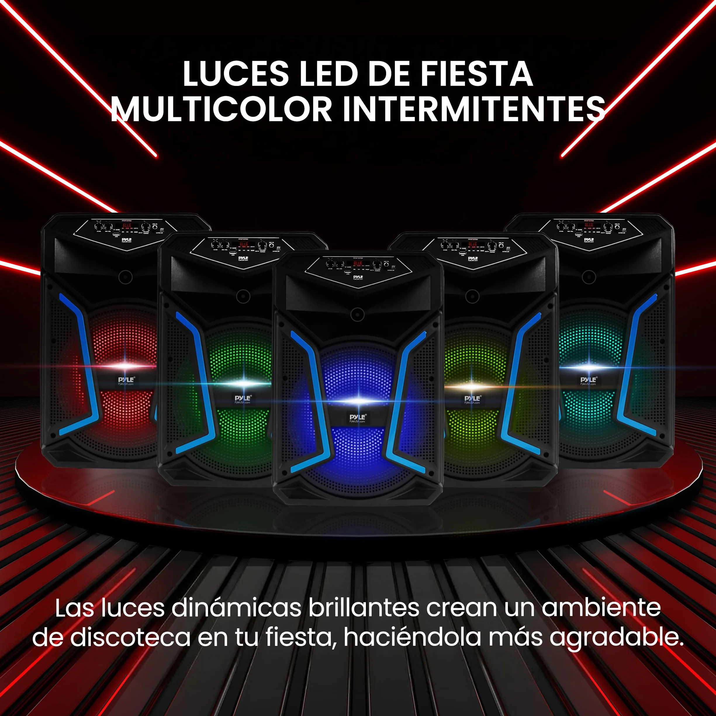 Pyle Sistema de Altavoces, PA, 800W, Bluetooth, Portatil, Microfono, Mando a Distancia, Luces, MP3, USB, Radio FM, Ruedas para facil Transporte