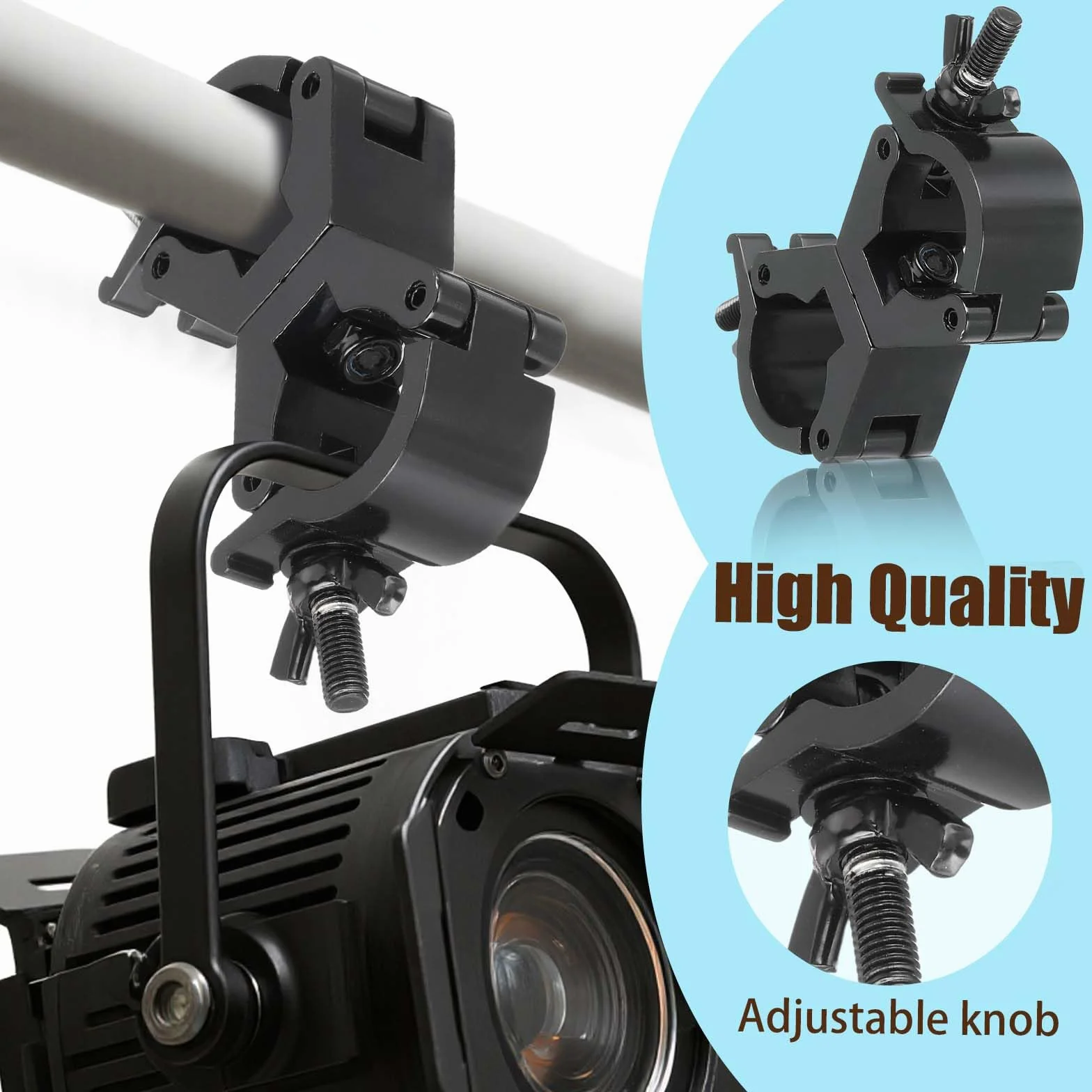 4Pack Garras para Truss Clamp Doble Abrazadera Giratoria Luz Escenario, Gancho para Truss 29-35mm Garras Luces Lighting Hook Clamps, Carga 80kg Andamiaje Soporte Luz Enganche Colgar para Cabeza Movil
