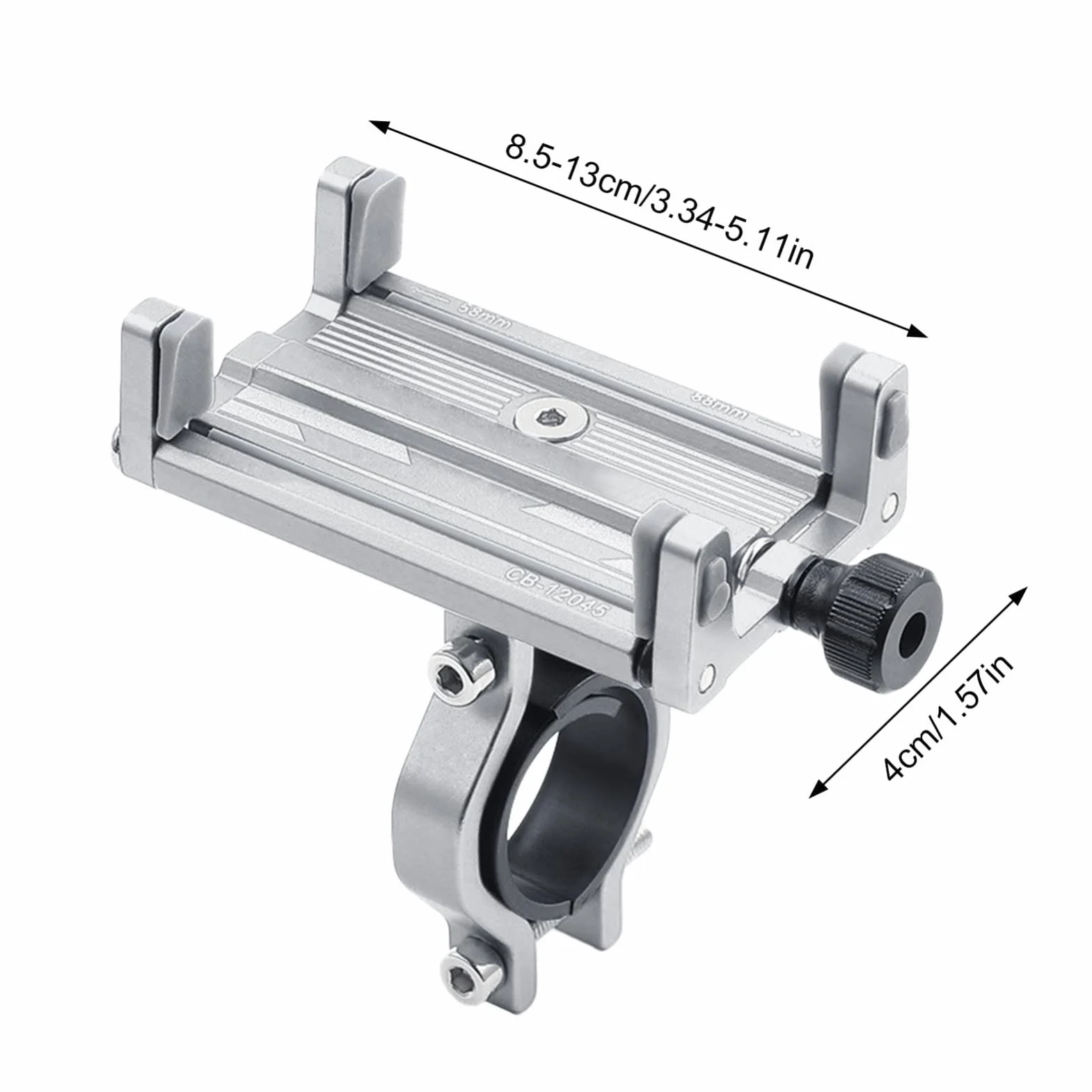 Soporte Móvil Bicicleta Aluminio, Porta Celular Manillar 360º, Pinza 4 Garras Universal para Moto Scooter, Compatible Android