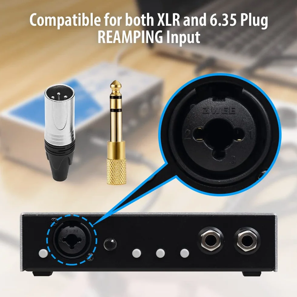 JOYO Reamp passive & Direct Box Phantom Powered Active All-in-one, dispositivo de grabación portátil DI BOX con entrada XLR de 6,35 mm y 2 en 1 para rendimiento de bajo de guitarra o grabación